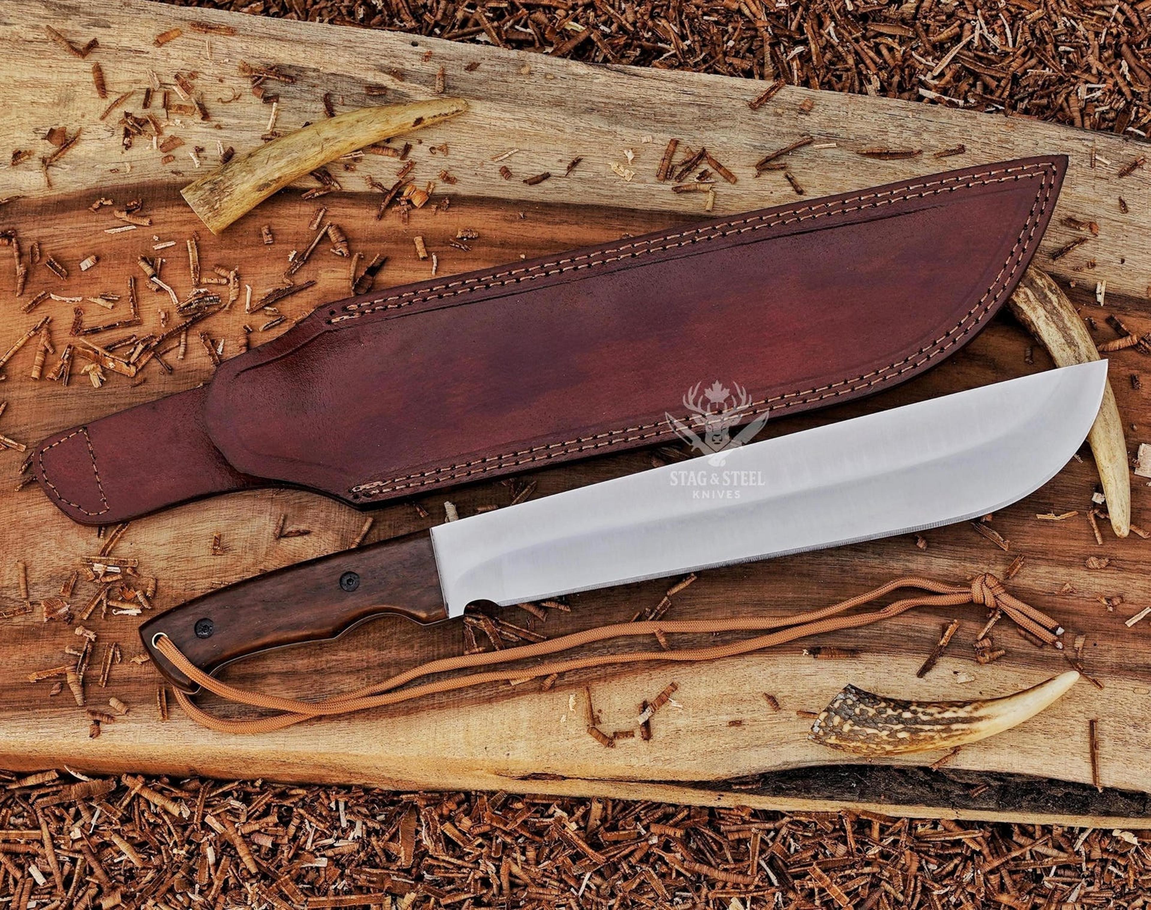 handmade machete knife with leather sheath full tang outdoor survival blade