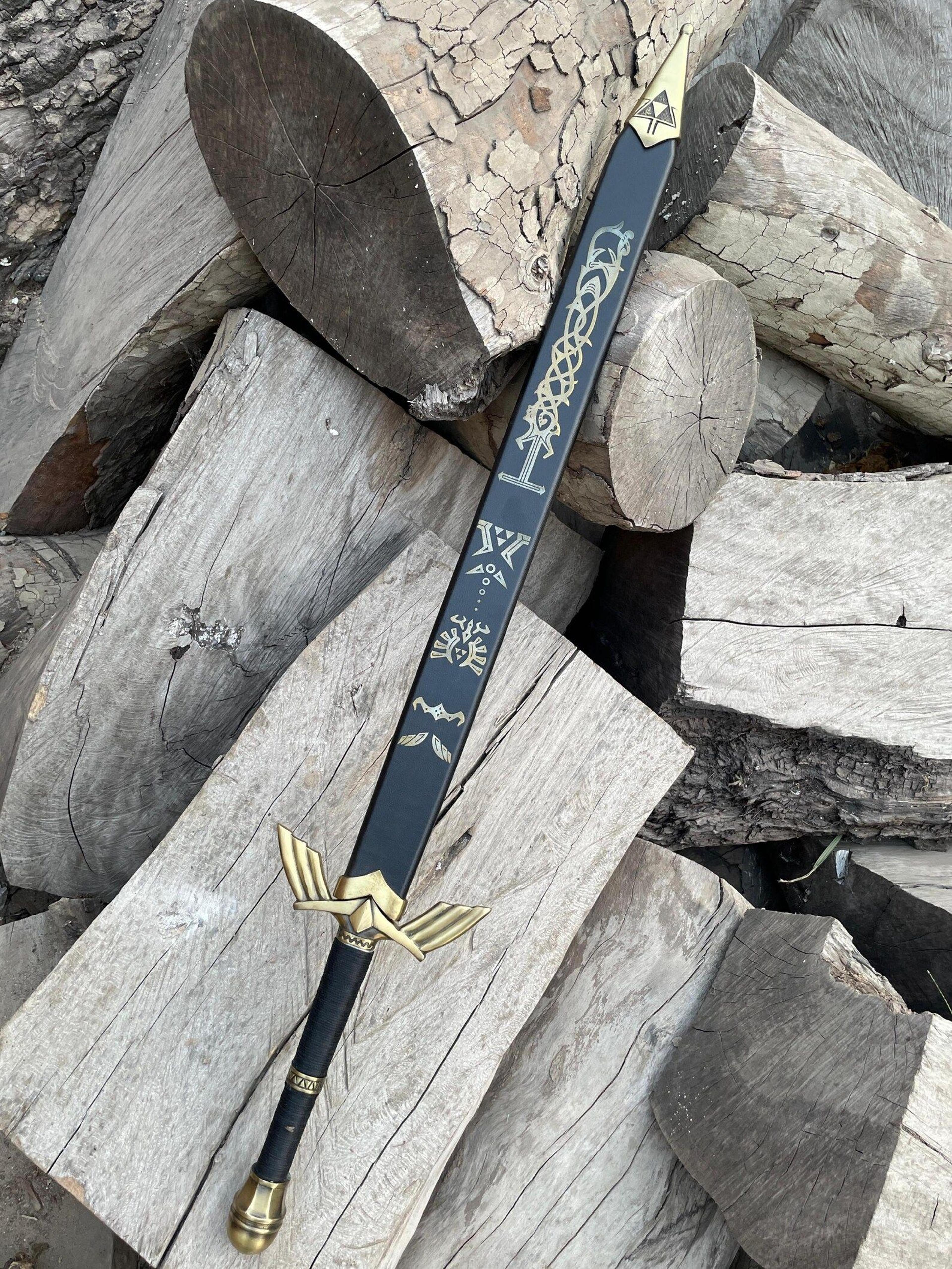 zelda inspired sword replica engraved blade display scabbard | wedding gift