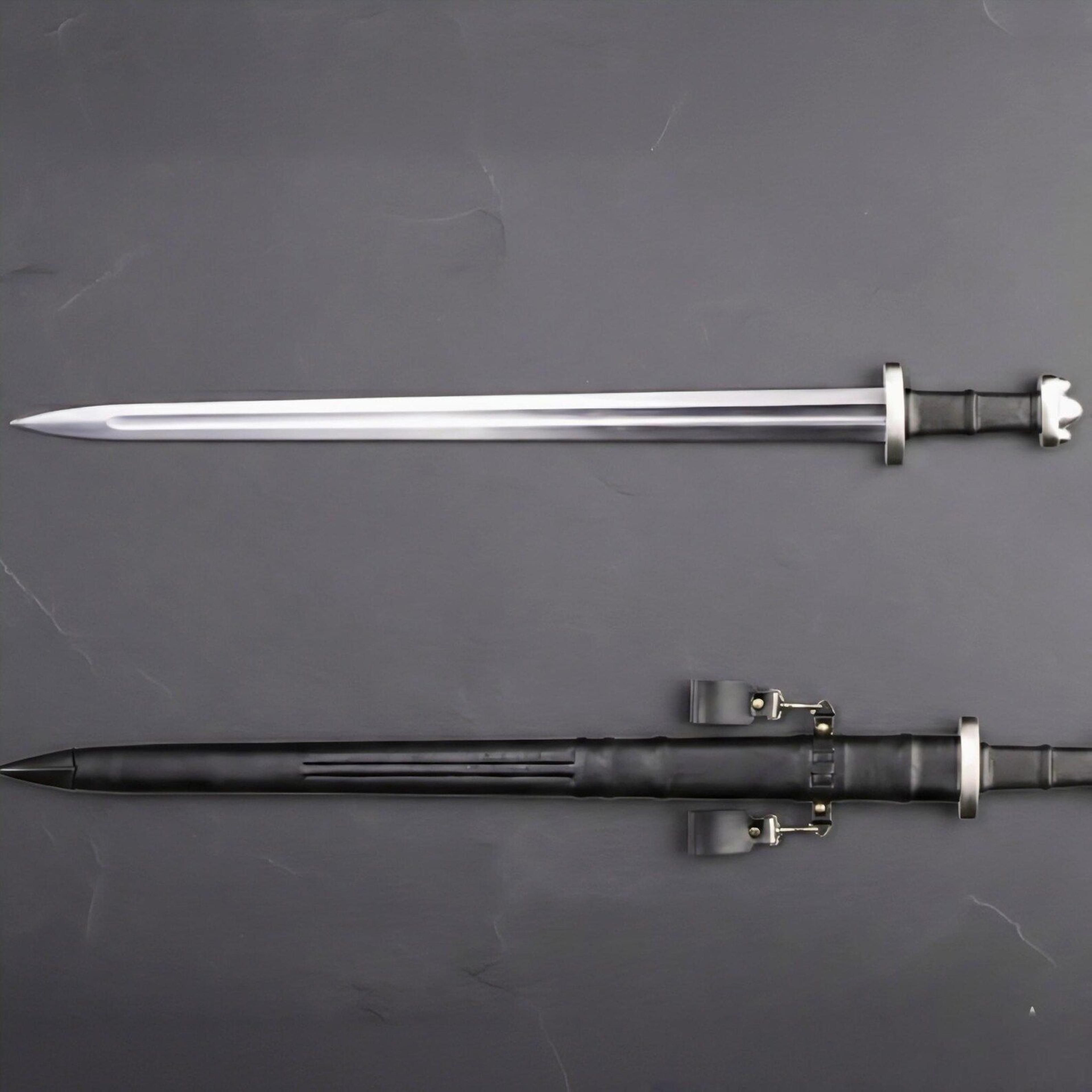 handmade medieval dagger gothic short sword with black leather scabbard fantasy gift