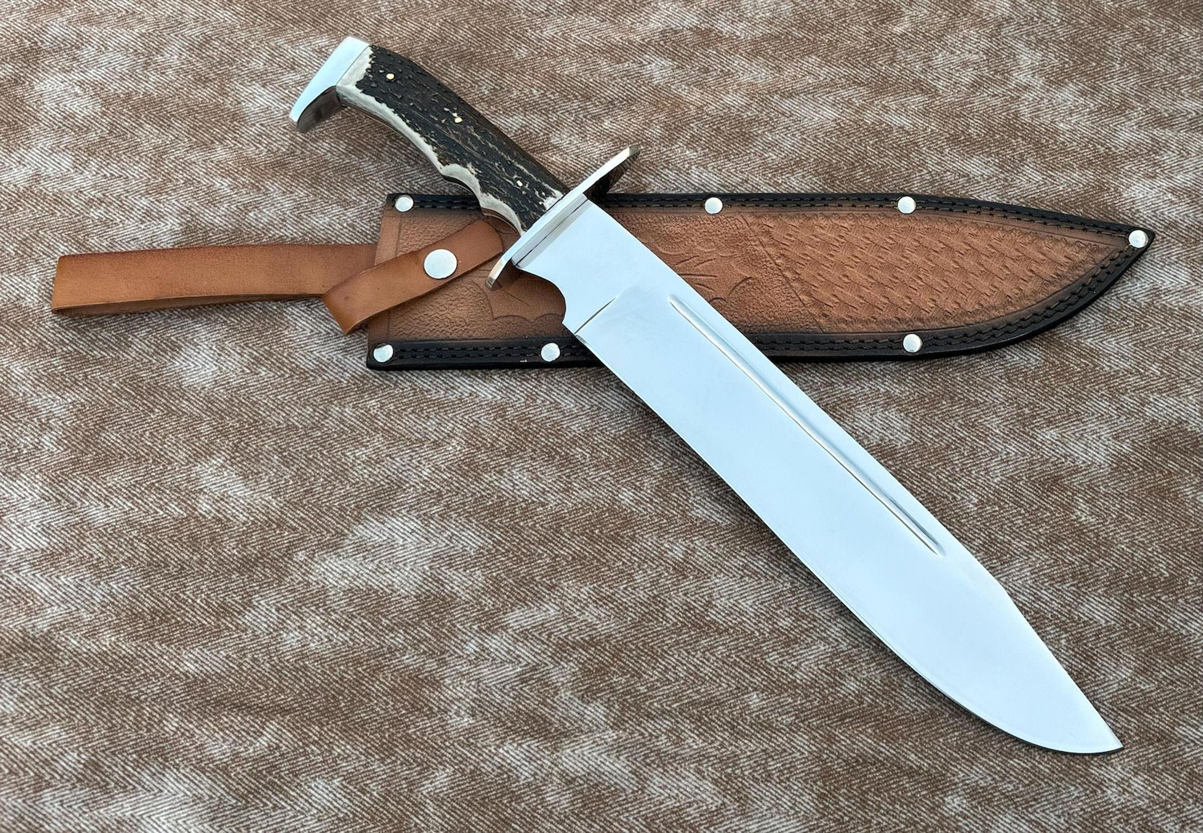 hand forged bowie knife antler grip high carbon steel blade gift for collectors