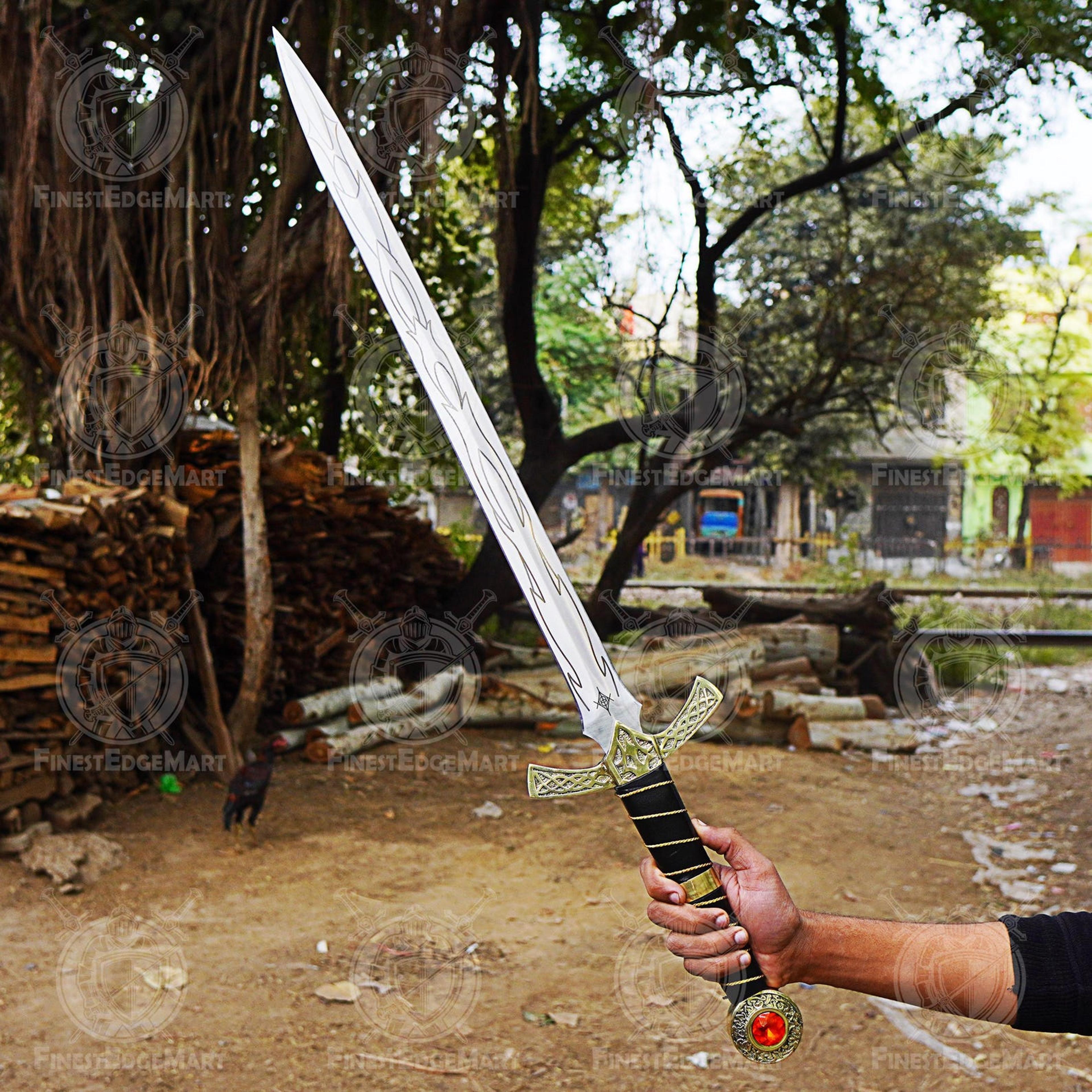 hand forged goldryn sword replica inspired by throne of glass - high-quality stainless steel collectible for display, co