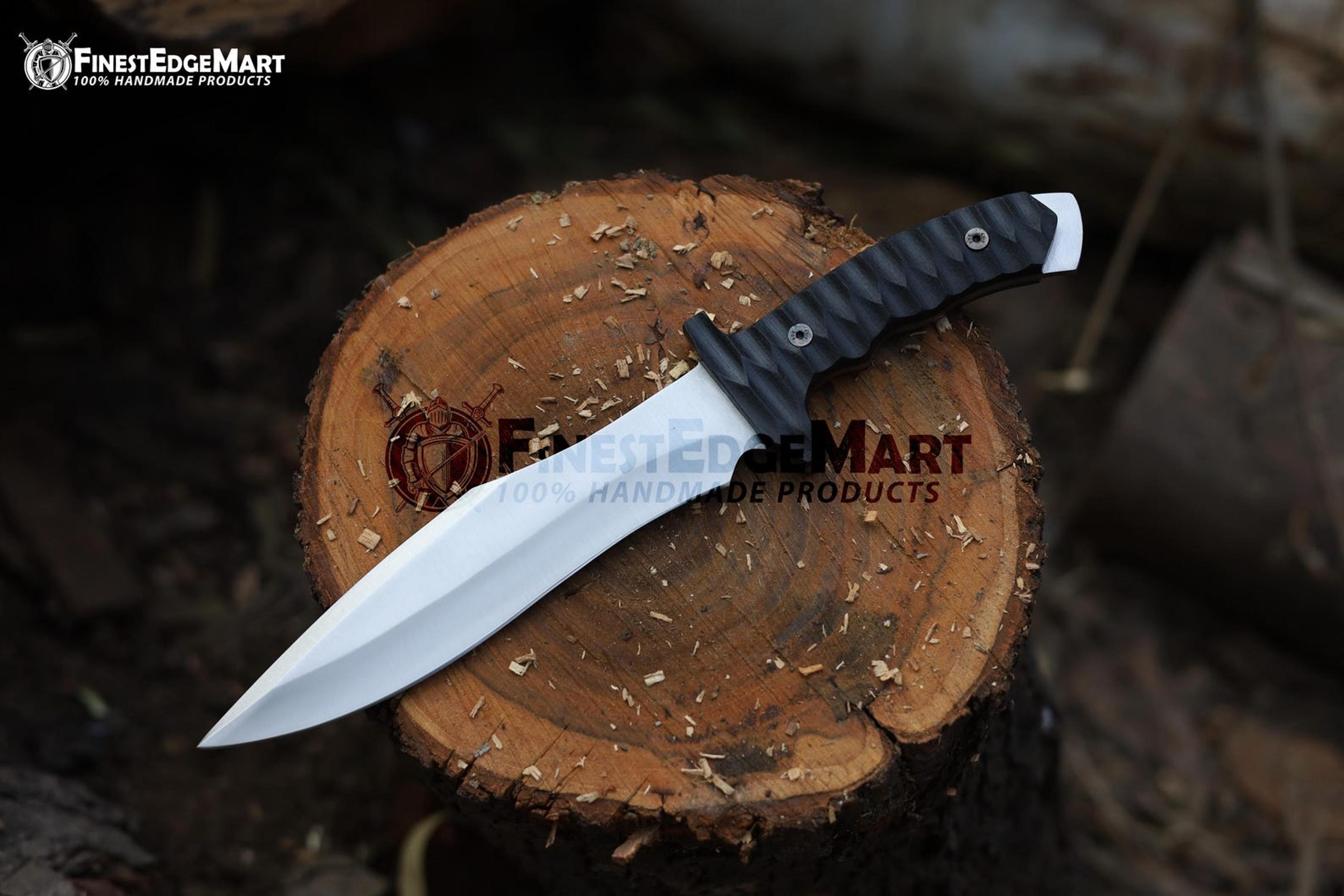 handcrafted carbon steel tanto knife with micarta handle and premium leather sheath - perfect gift for outdoor enthusias