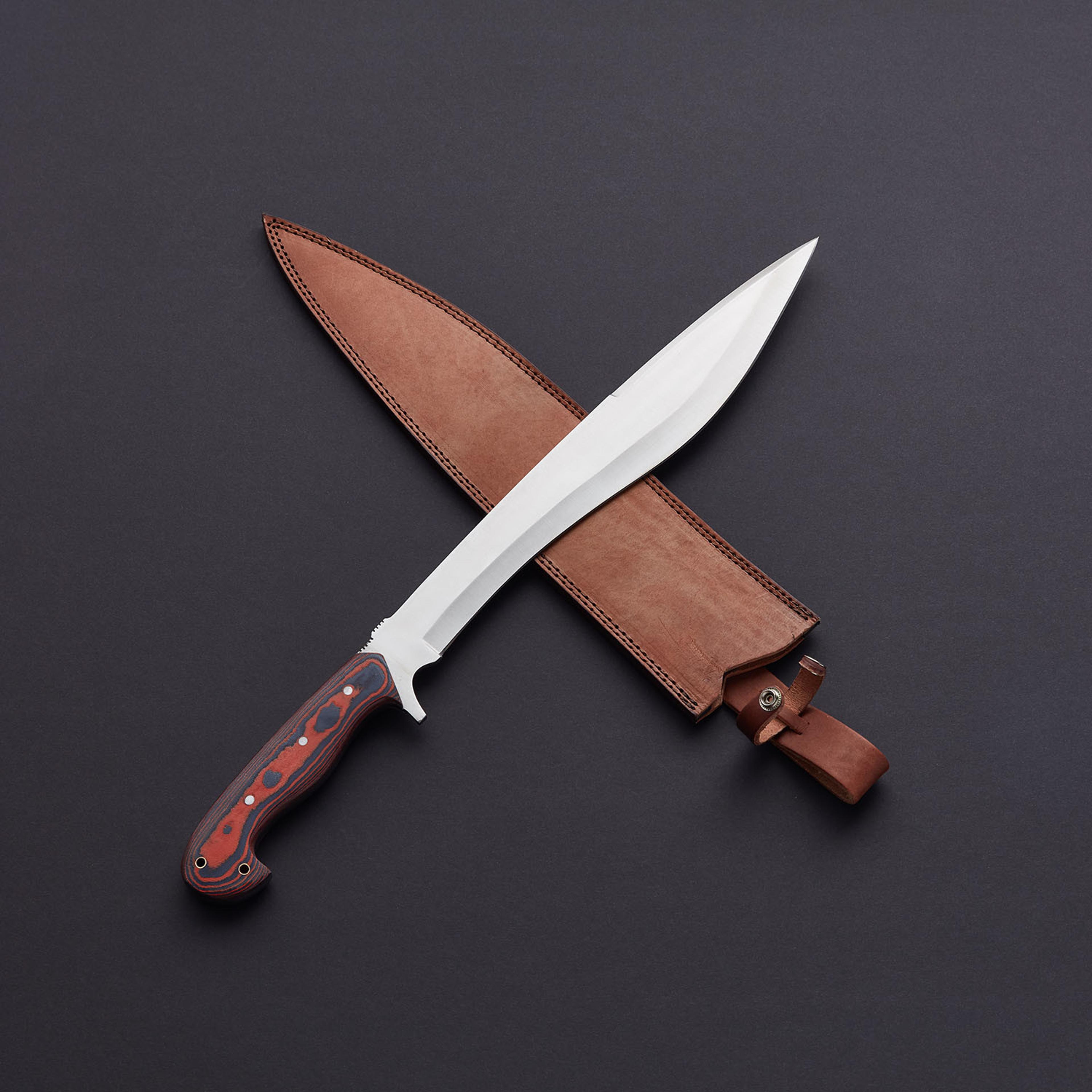 "custom handmade hunting sword & leather sheath"