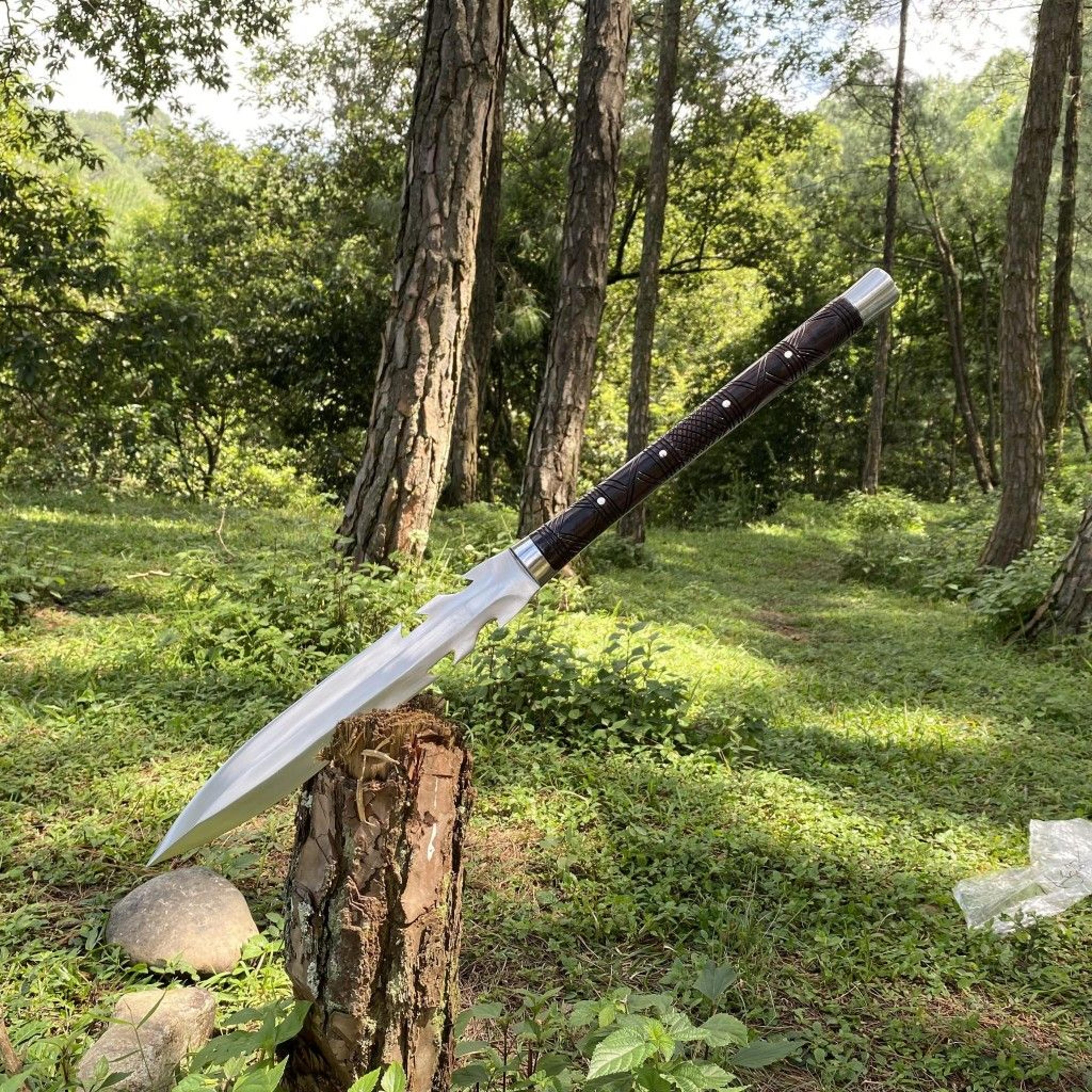 30" handmade carbon steel hunting-spear-full tang leaf spring sword with sheath/gift for him"