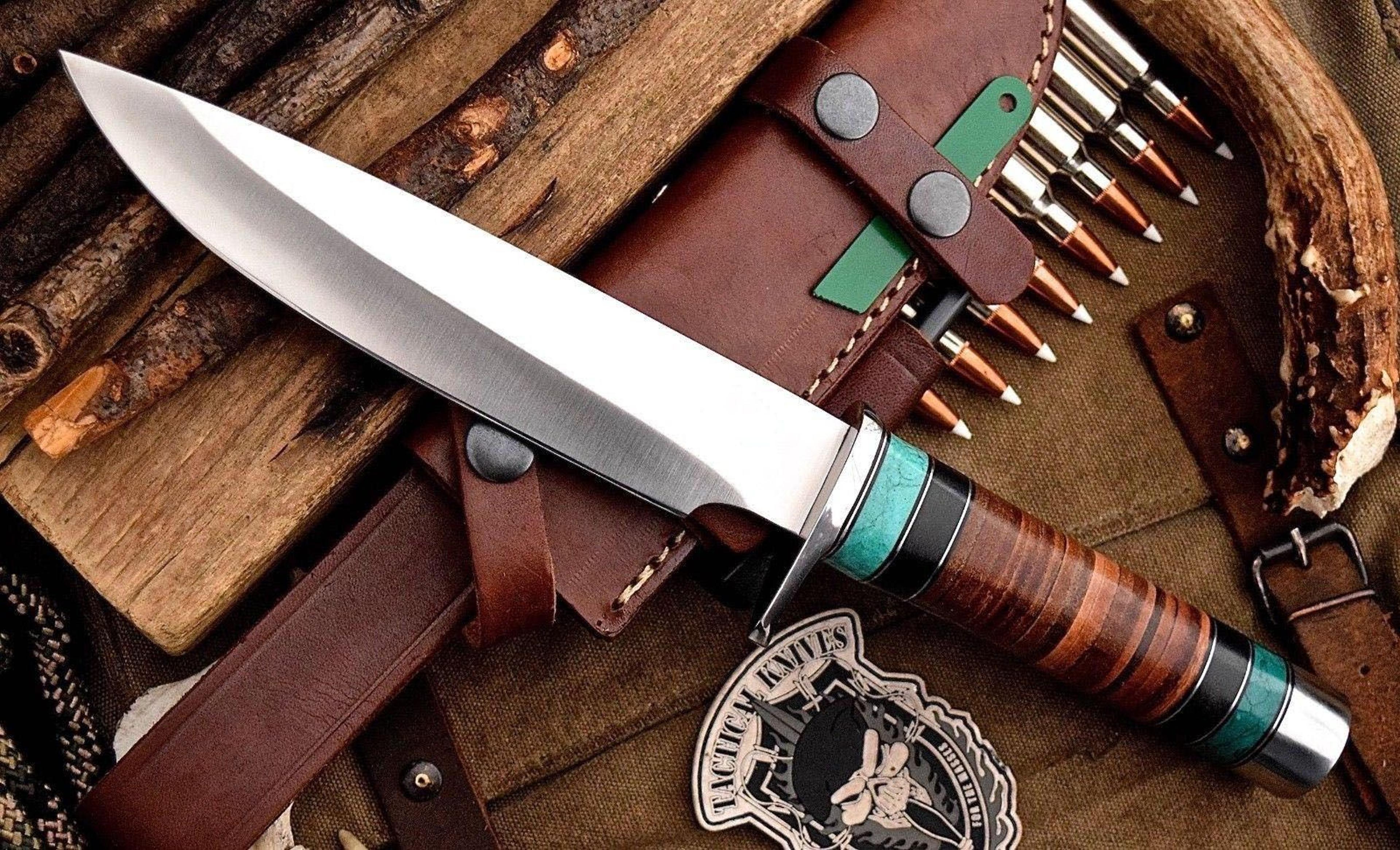 custom handmade premium full tang d2 tool steel hunting knife ;gift for him/her