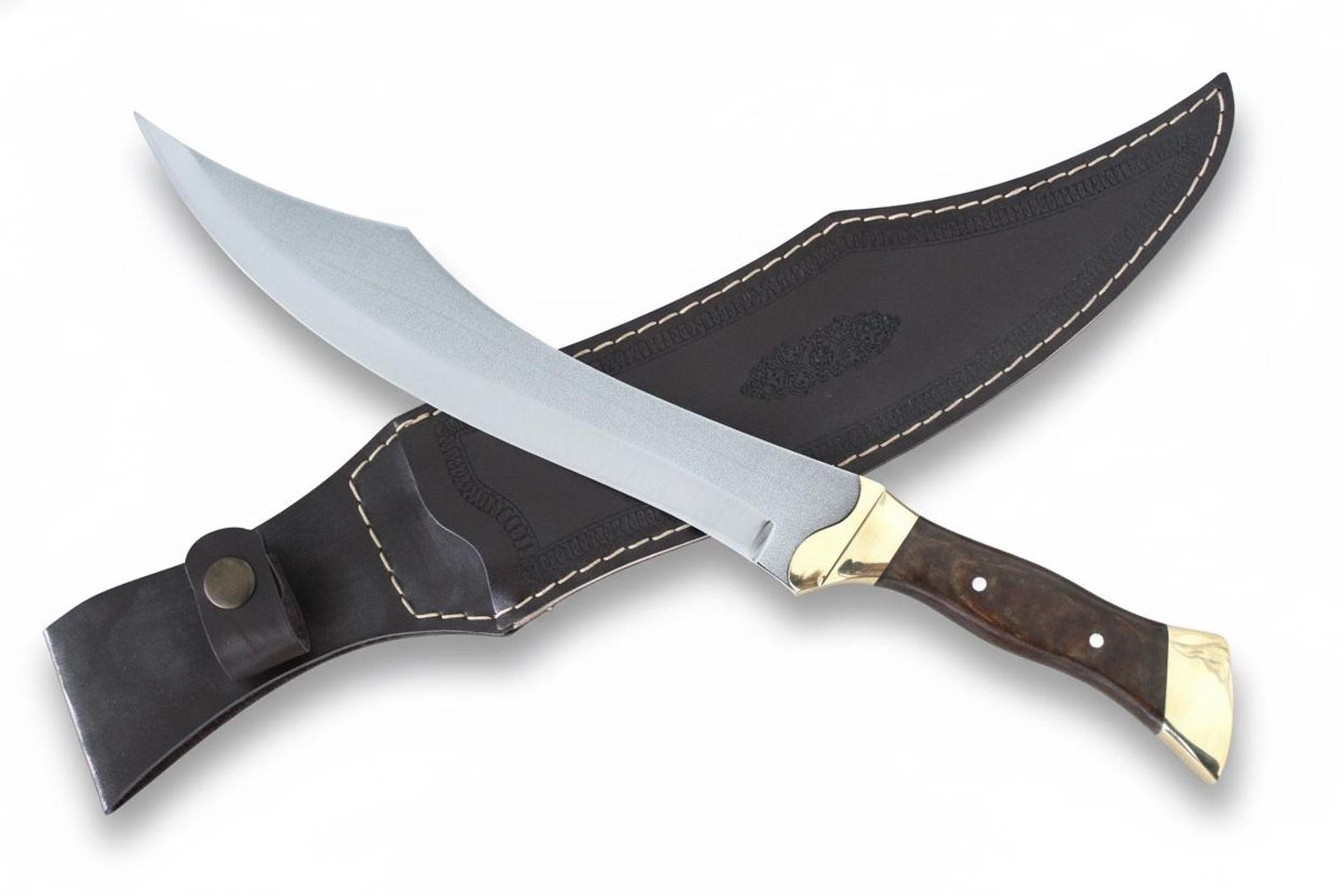 17" customizable walnut wood handle machete knife with engraving service - premium 4116 stainless steel full tang knife