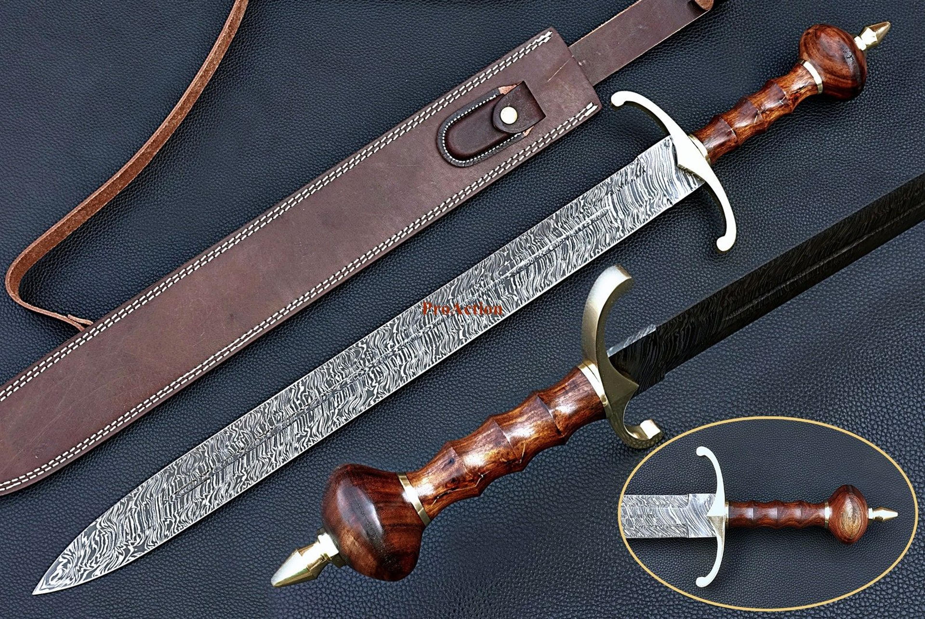 unique handmade damascus steel master sword with scabbard - perfect gift for dad, boyfriend