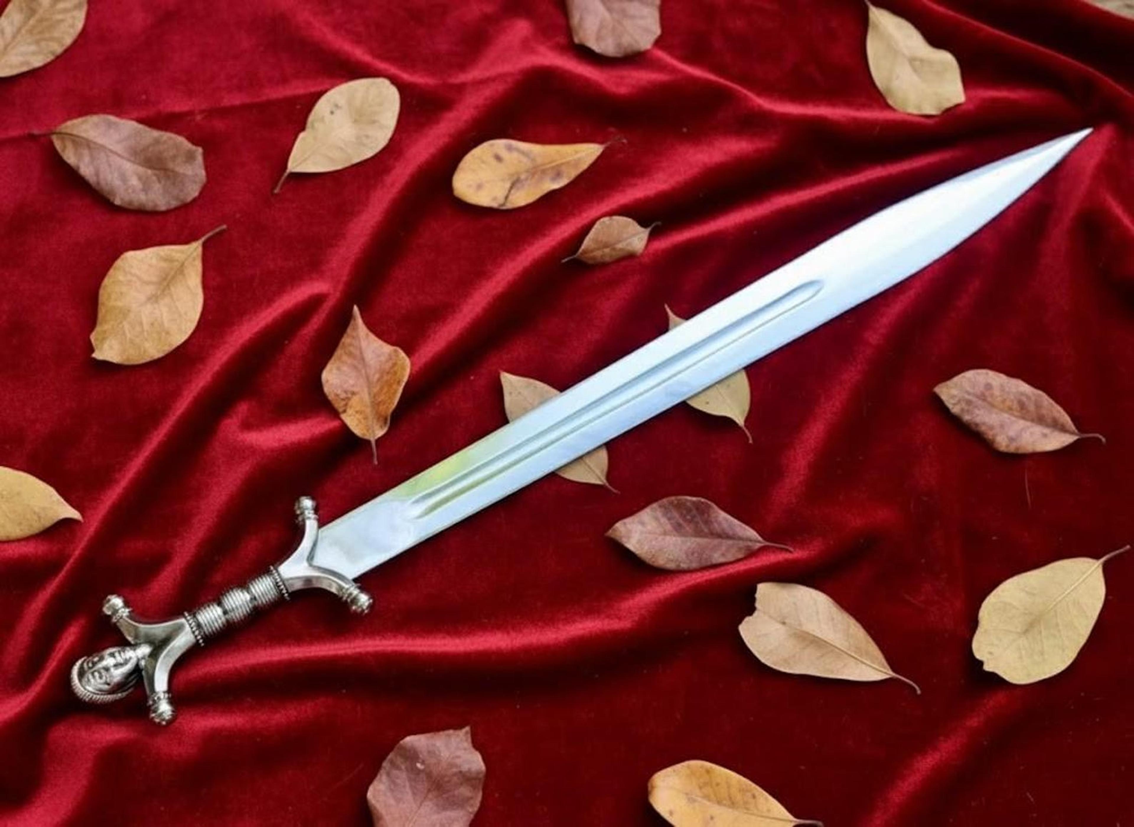 anthropomorphic steel sword 38" medieval replica with leather sheath display gift | birthdays gift