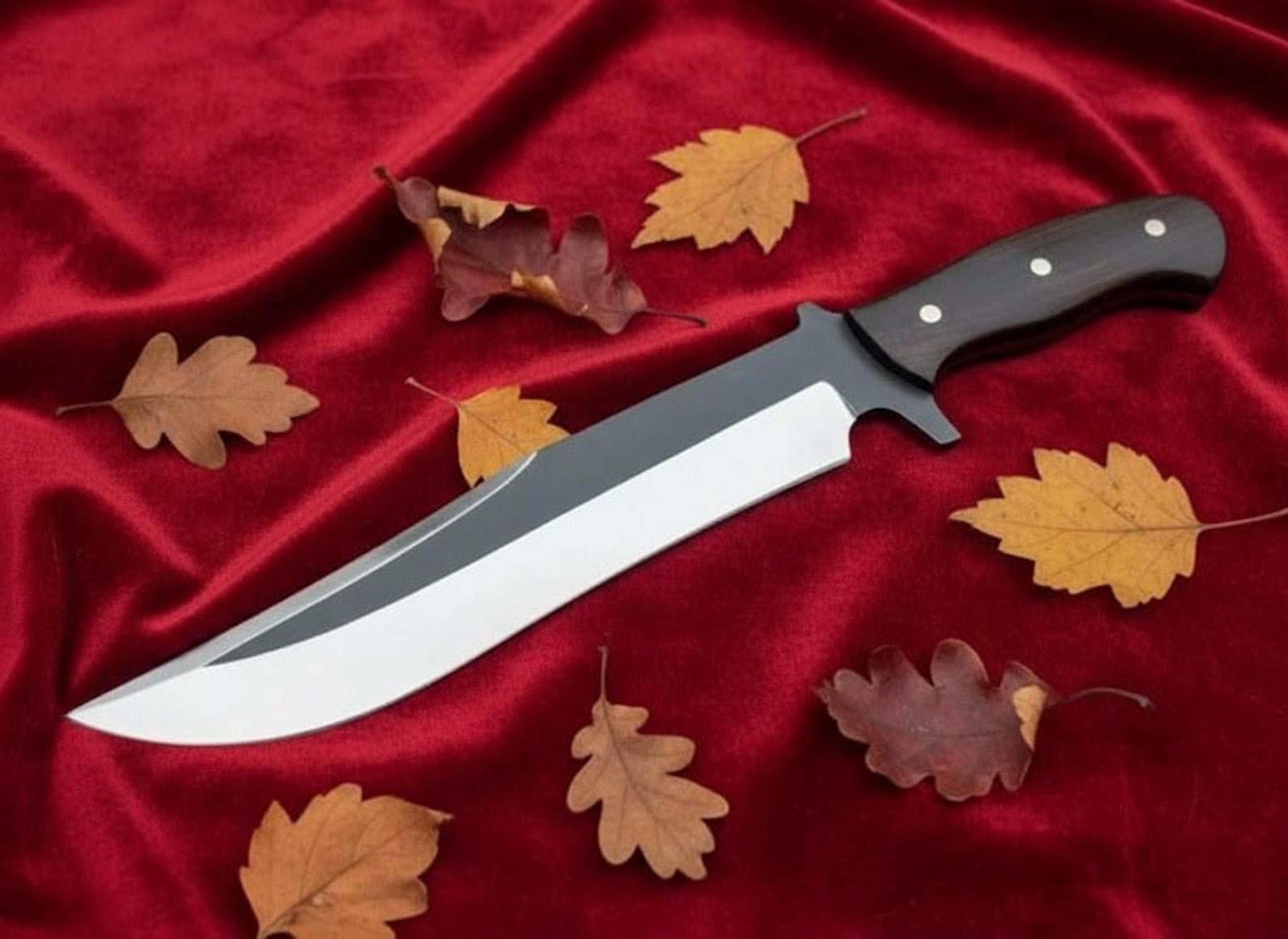 custom carbon steel survival bowie knife 13" handmade hunting camping knife with sheath