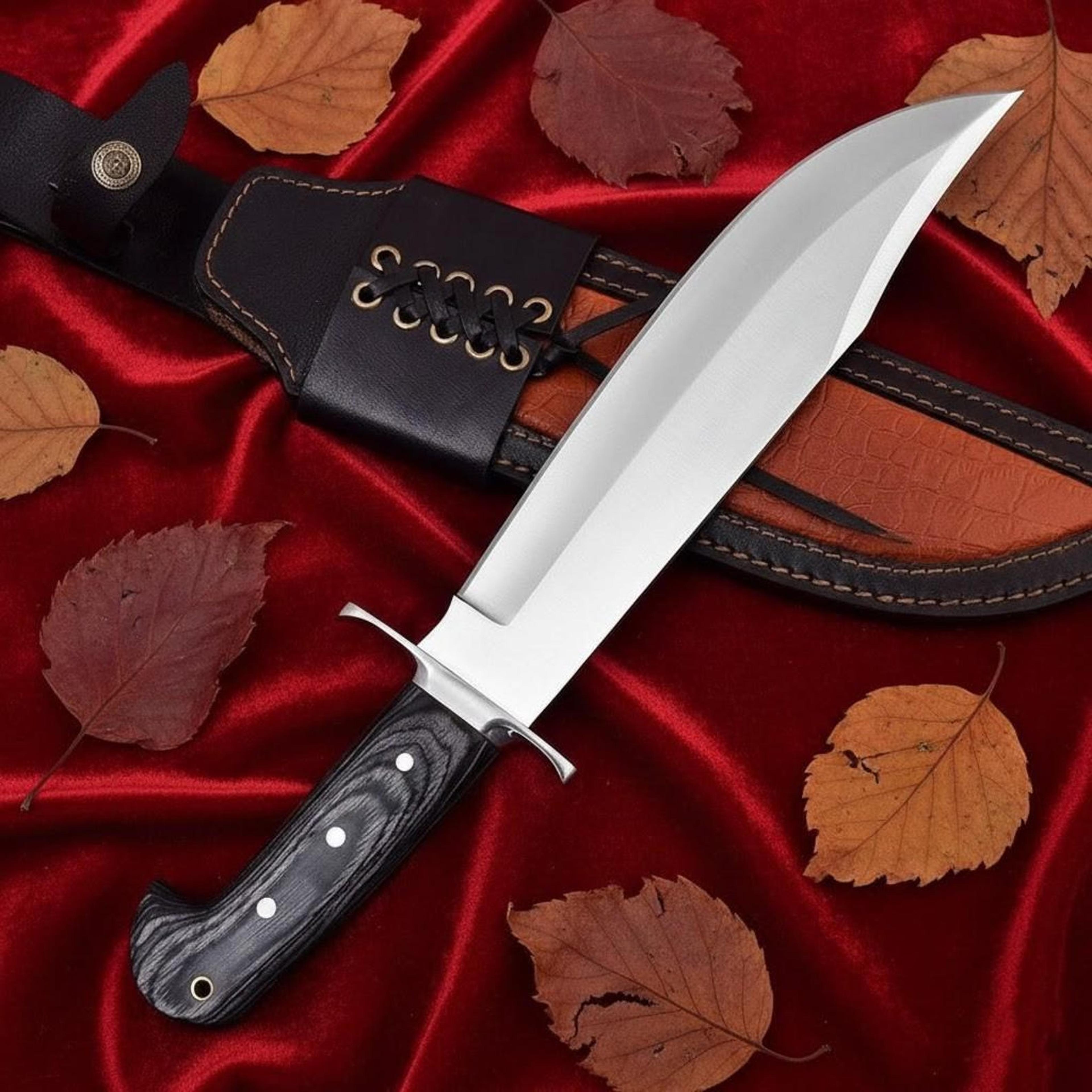custom d2 steel survival bowie knife 13" handmade hunting camping knife with sheath | wedding gift | husband gift