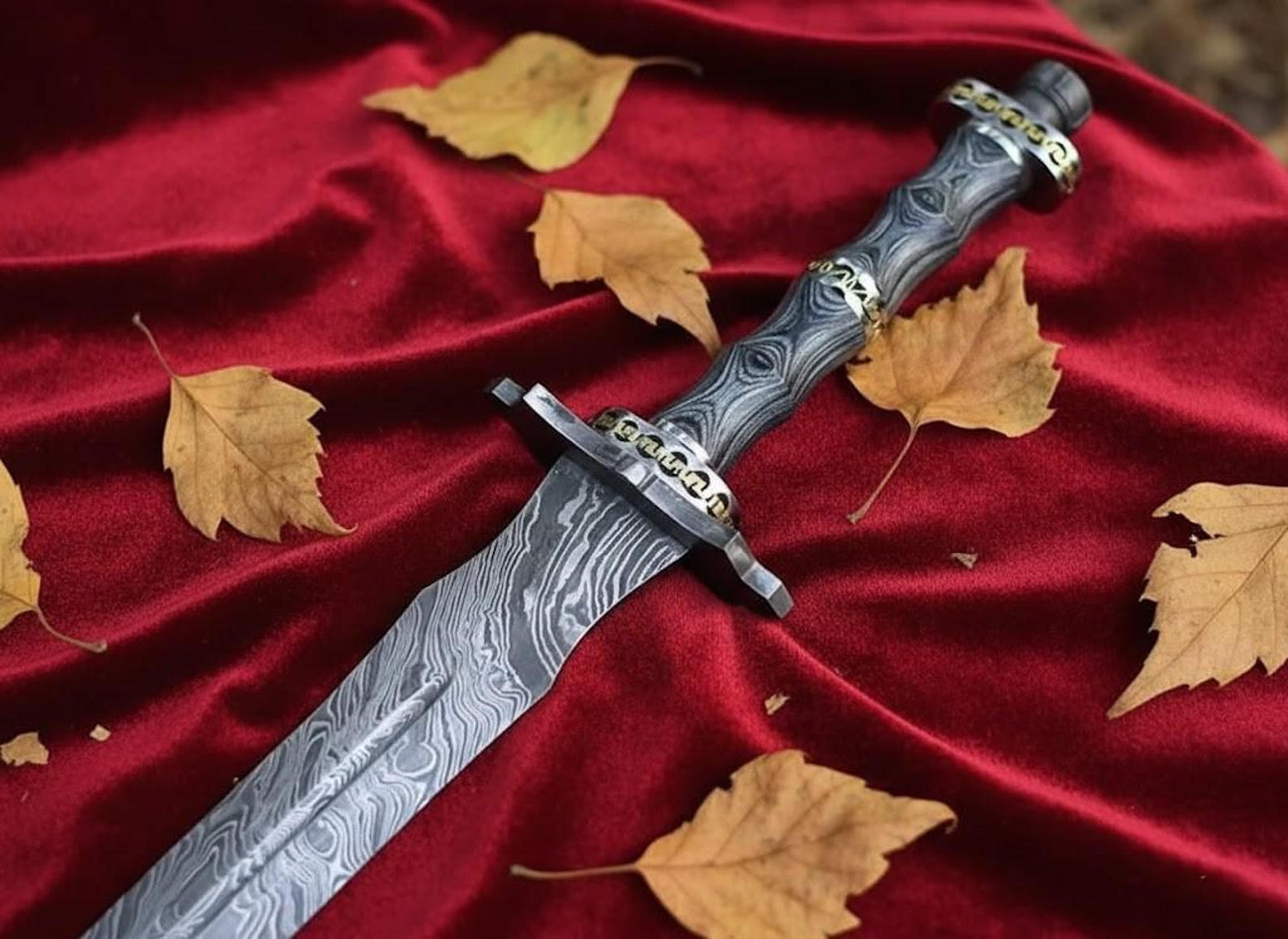 hand forged personalized damascus steel sword 34" medieval historical collectible gift