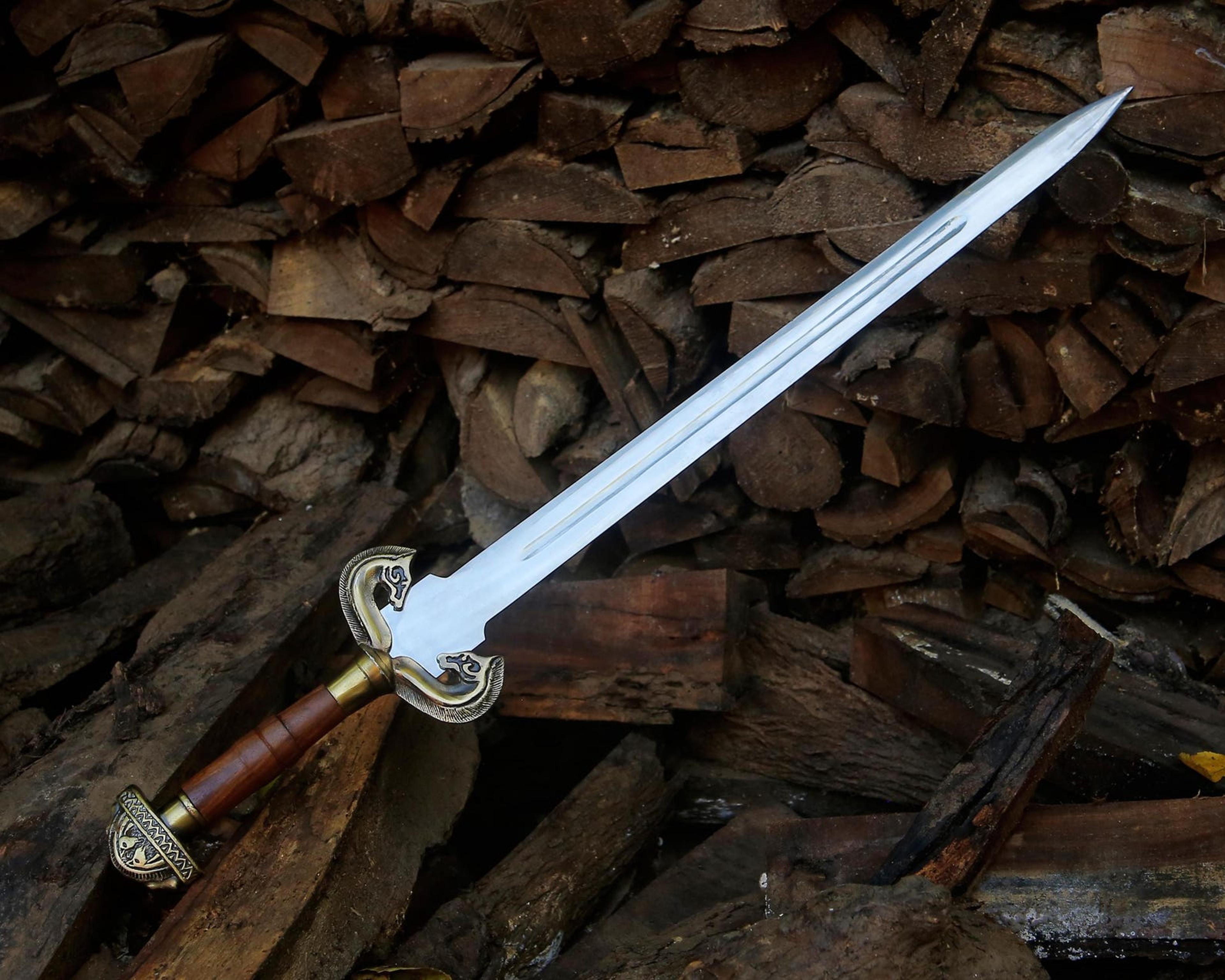 handcrafted medieval long sword 38" ivory finish blade wooden grip knight sword replica