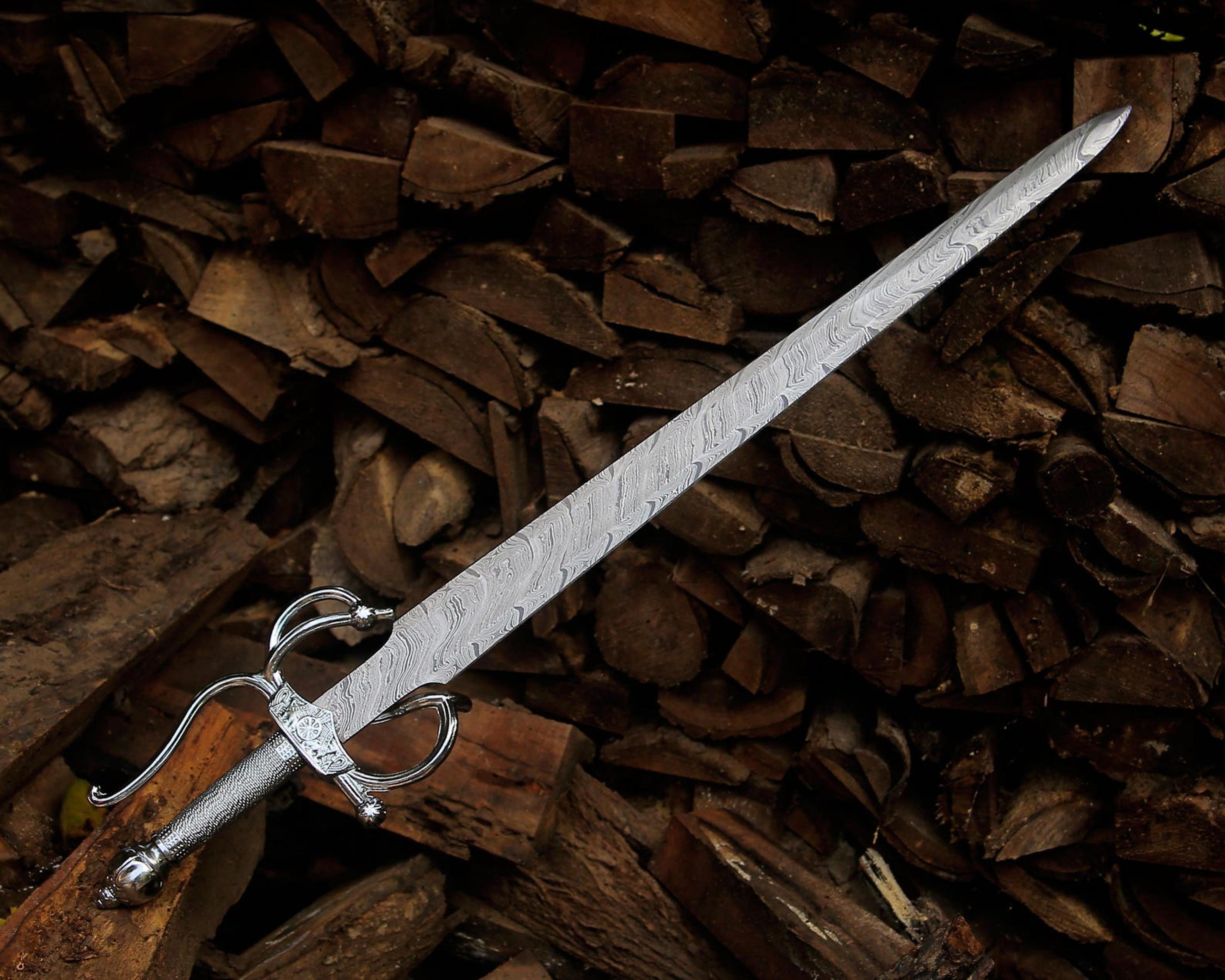 hand forged damascus steel rapier sword 40" renaissance blade collector sword