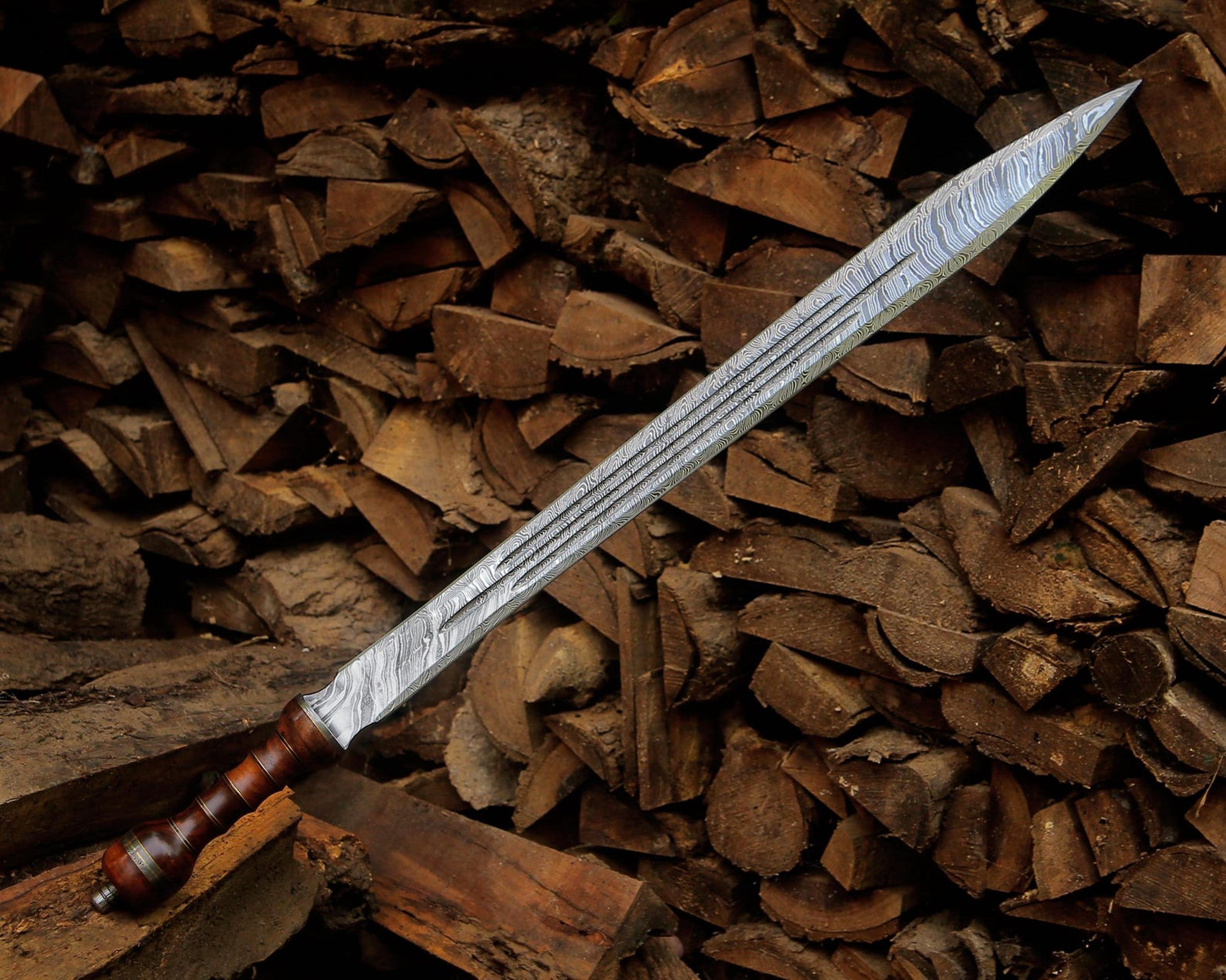 hand forged damascus steel viking long sword 40" medieval handmade collector sword