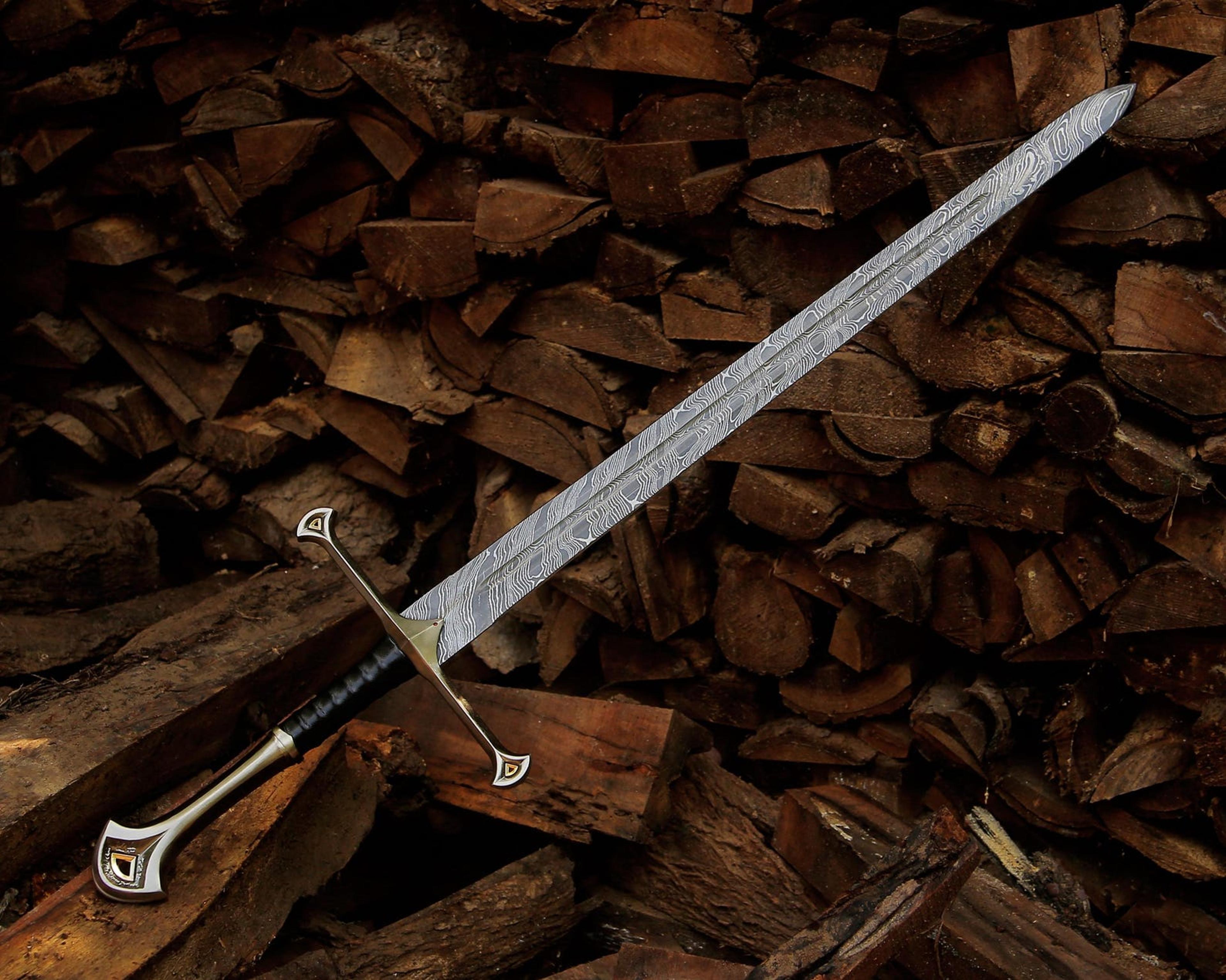 custom damascus steel medieval sword 40" hand forged long blade collector gift
