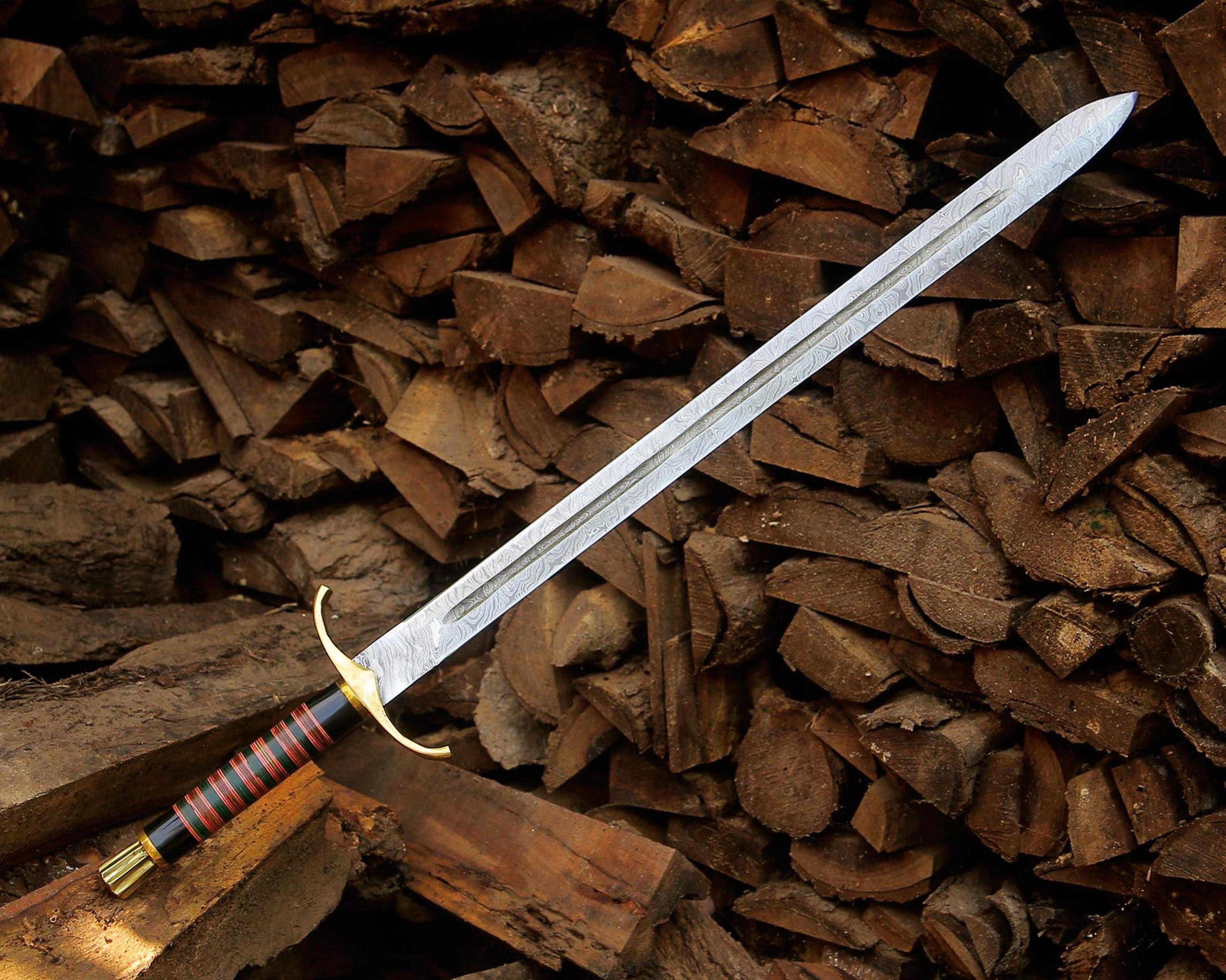 personalized damascus steel long sword 40" hand forged medieval custom engraved gift