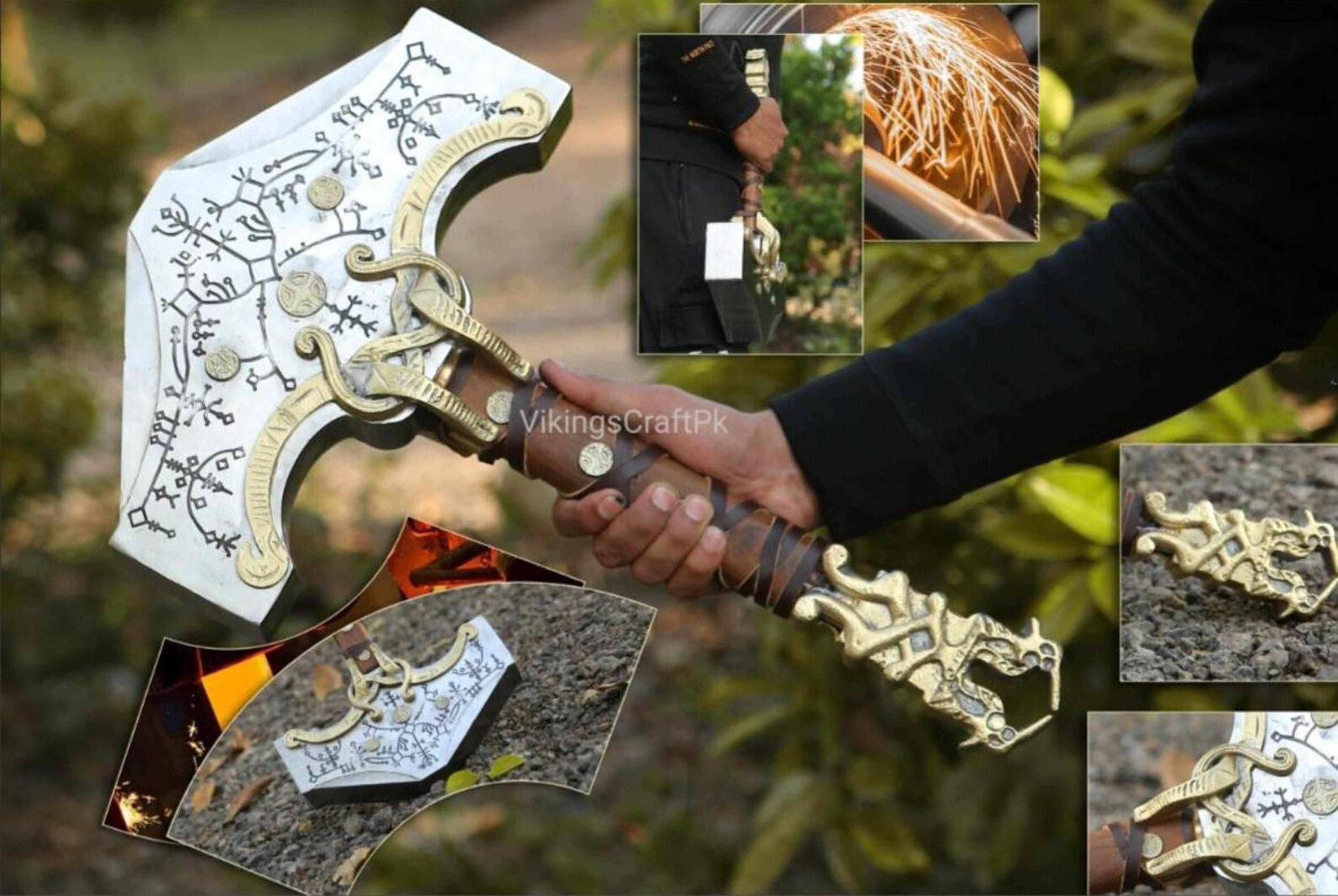 god of war mjolnir hammer 16" stainless steel thor replica viking collectible