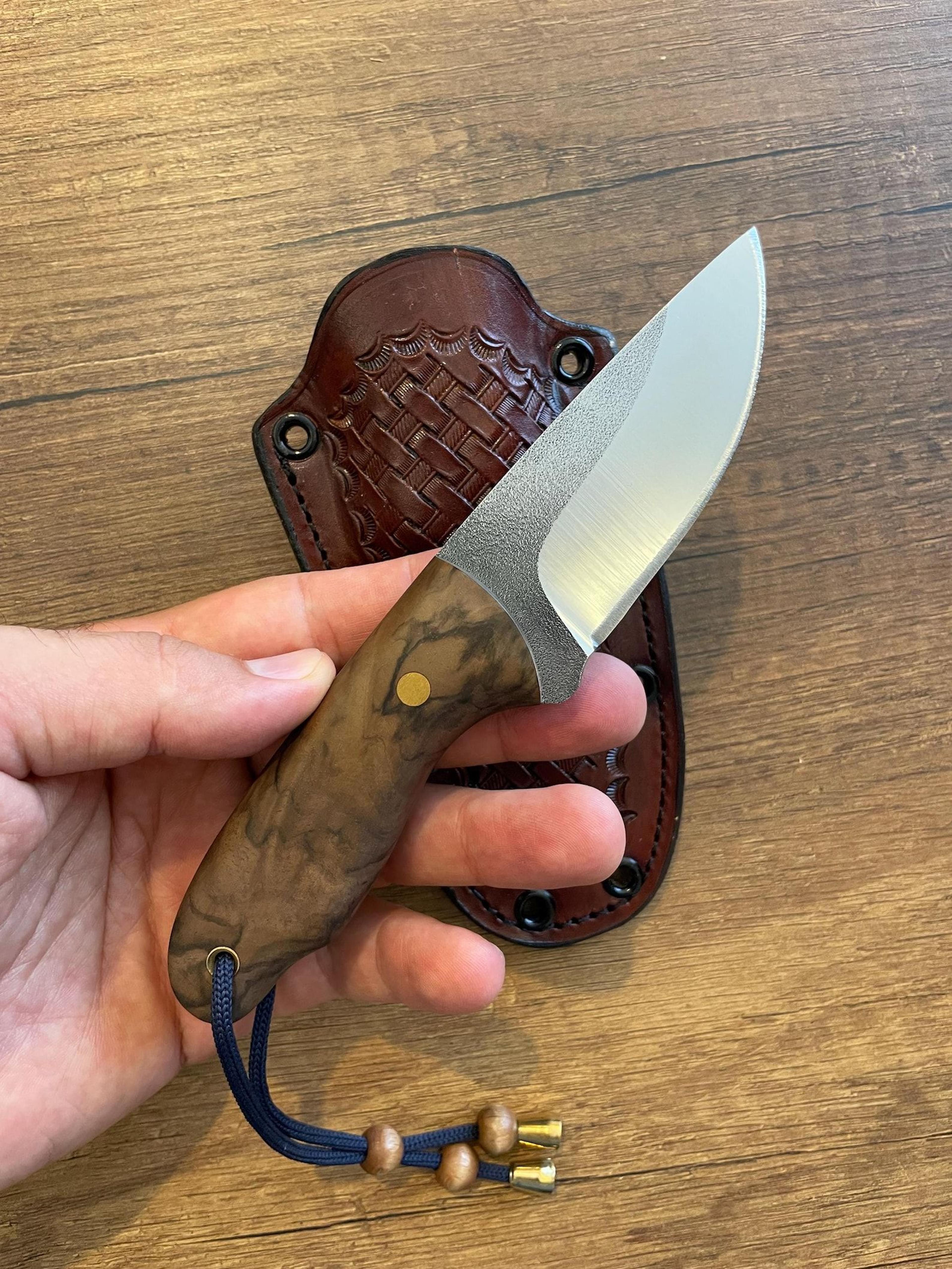 compact n690 steel camping knife – walnut wood outdoor hunting blade