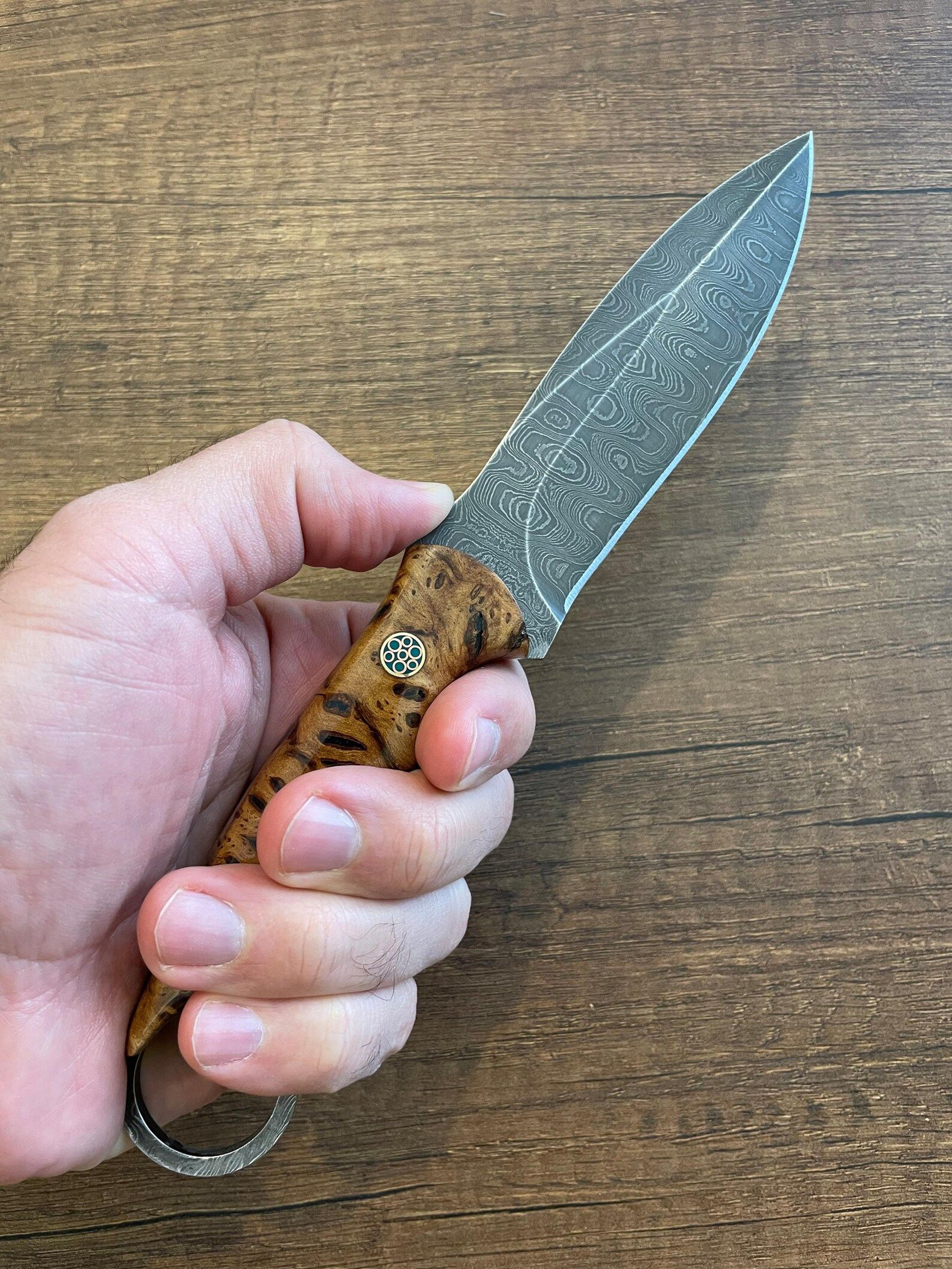 premium 150 layer damascus steel outdoor knife with chestnut wood handle