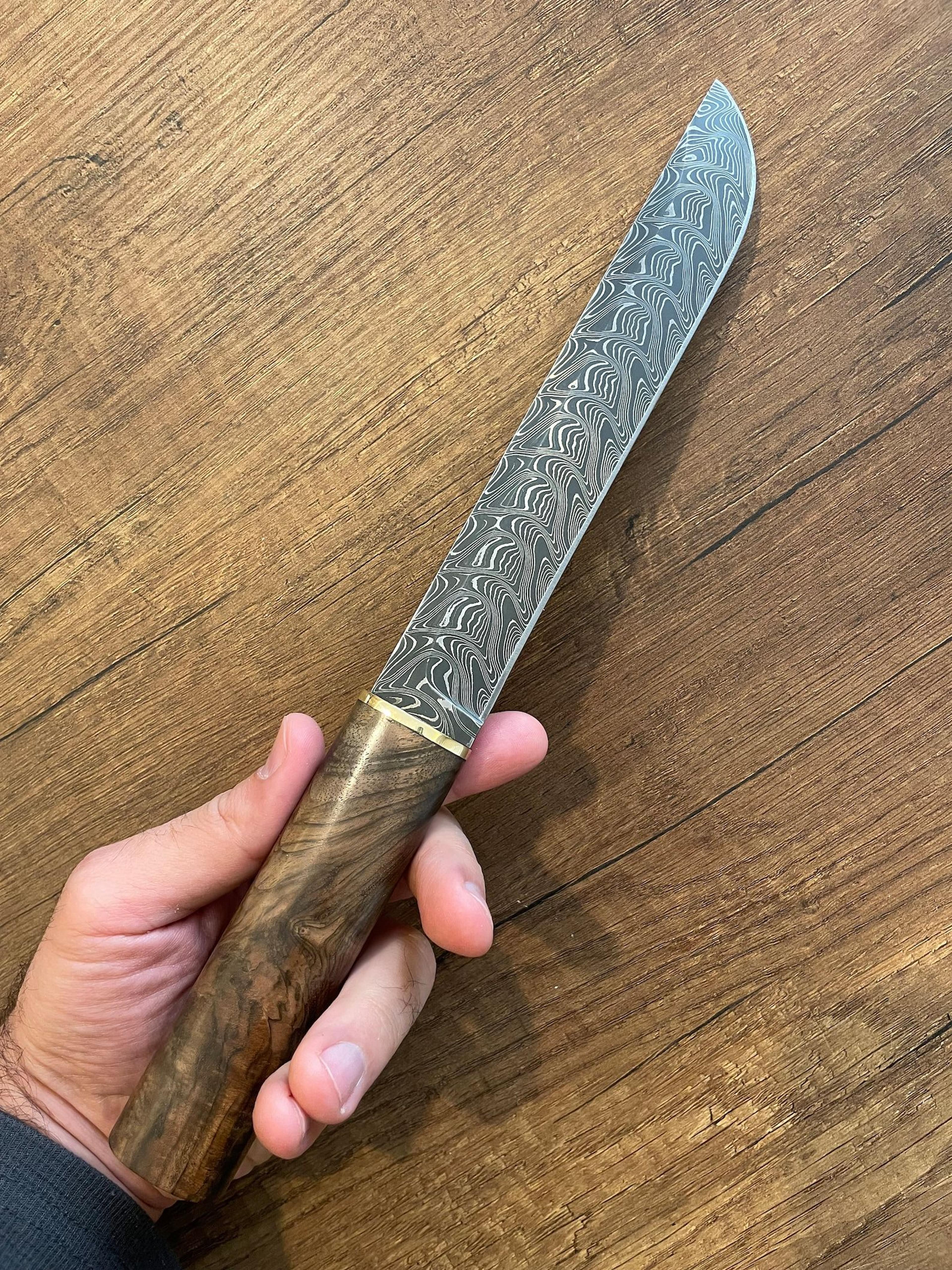 premium 150 layer damascus steel outdoor knife with walnut wood handle