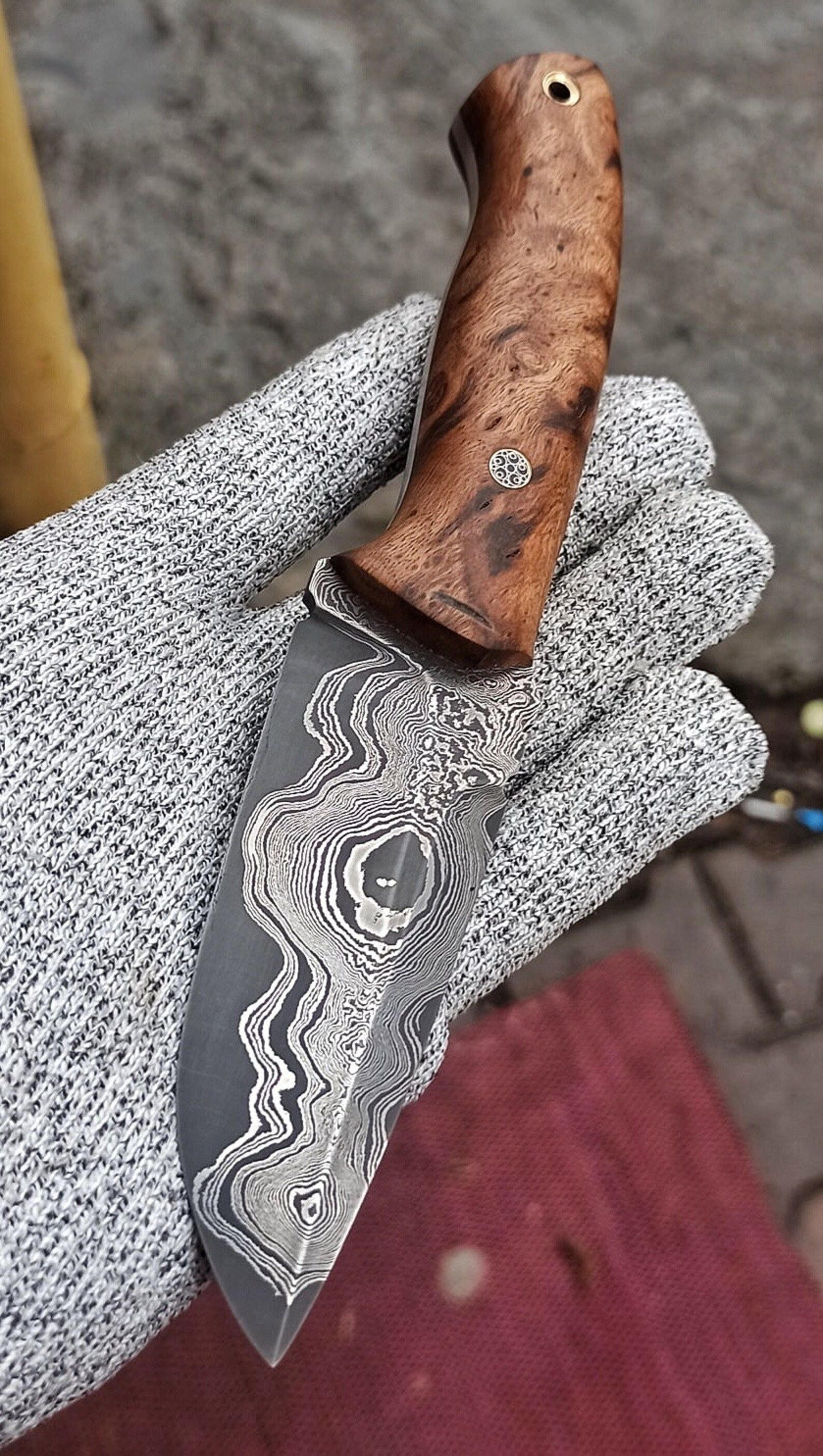 premium 150 layer damascus steel outdoor edc knife with full tang chestnut grip