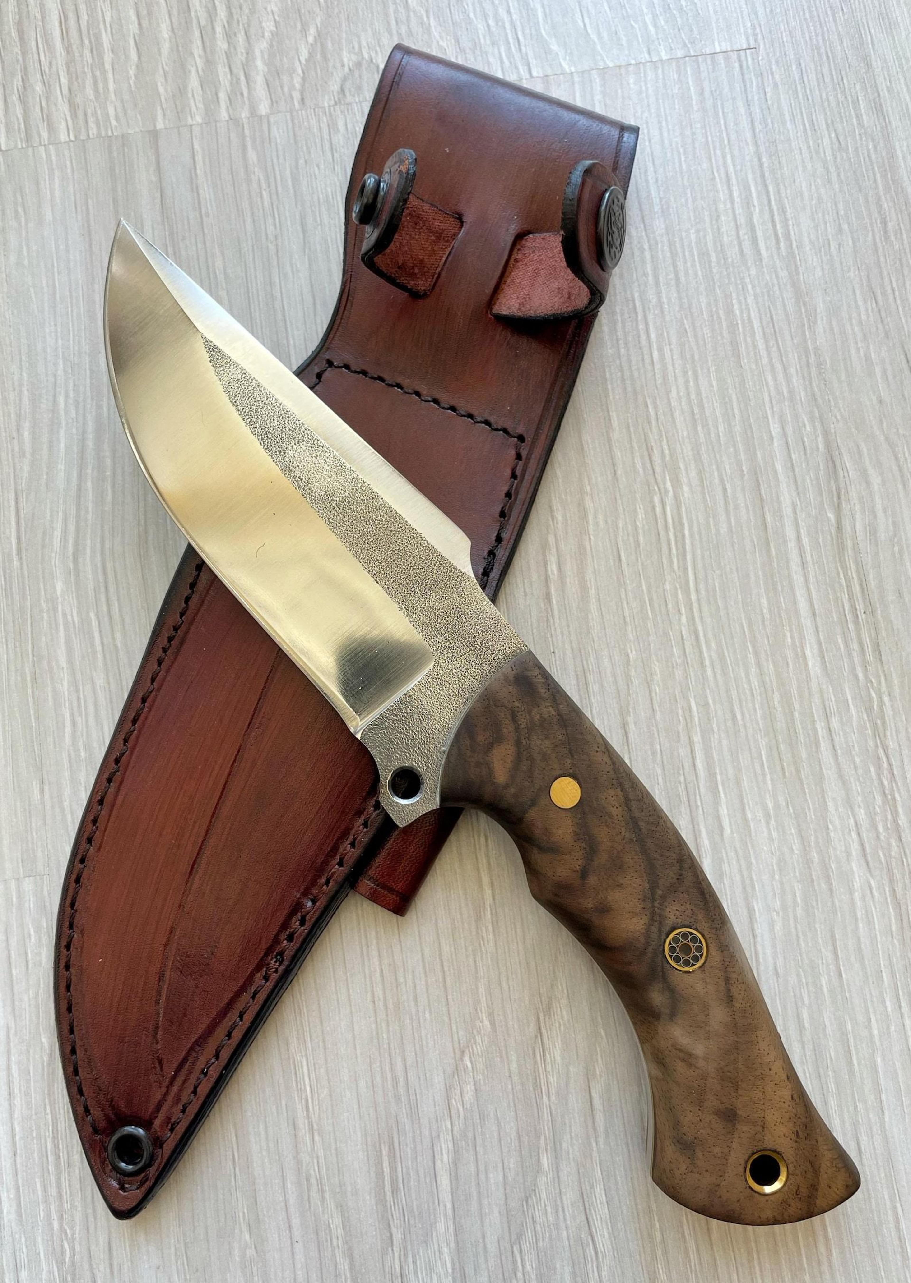 premium survival camping knife with n690 steel & walnut wood handle