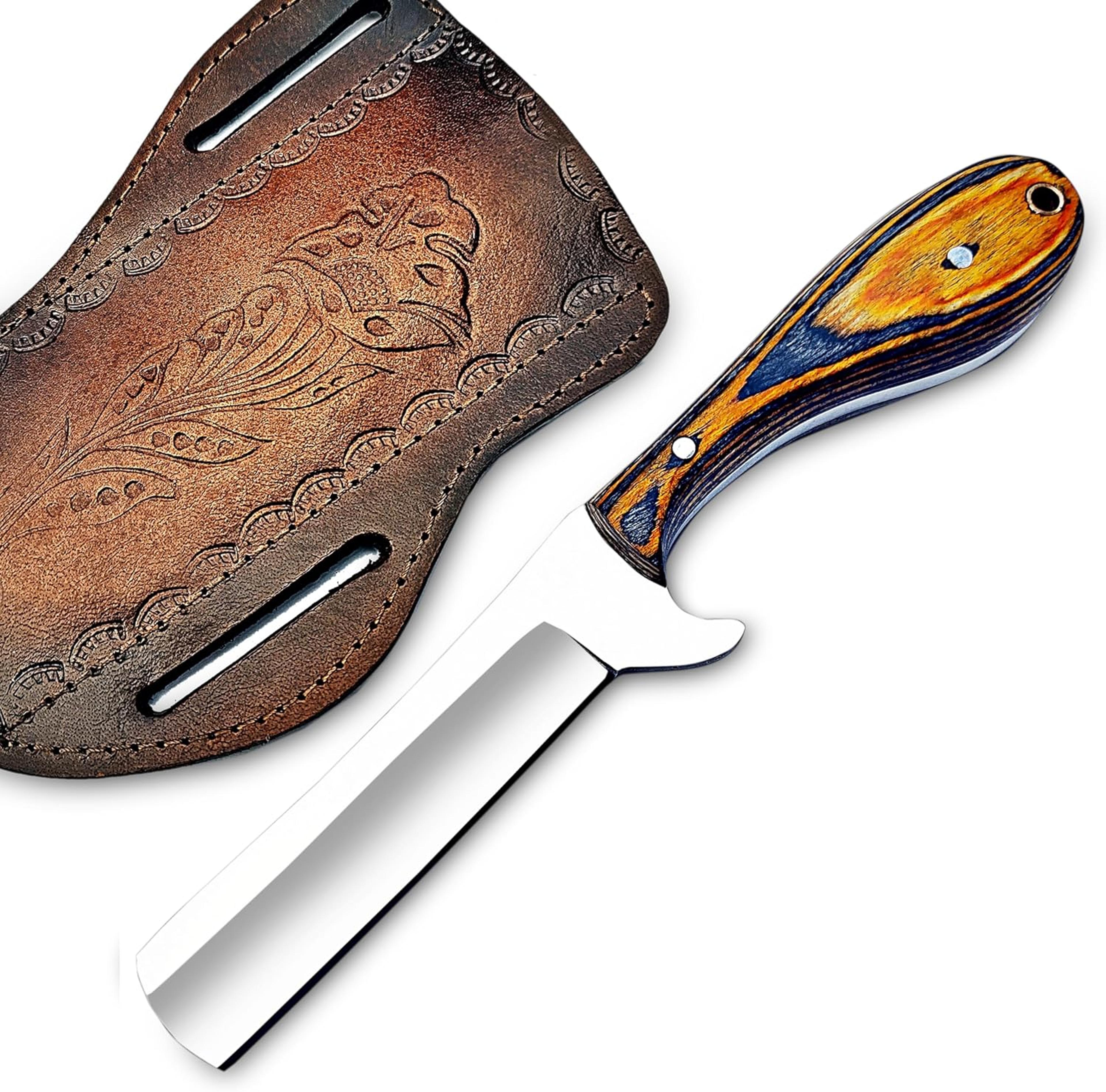 handmade d2 steel bull cutter knife with sheath, 8 inches fixed blade knife best for camping, hunting and outdoors