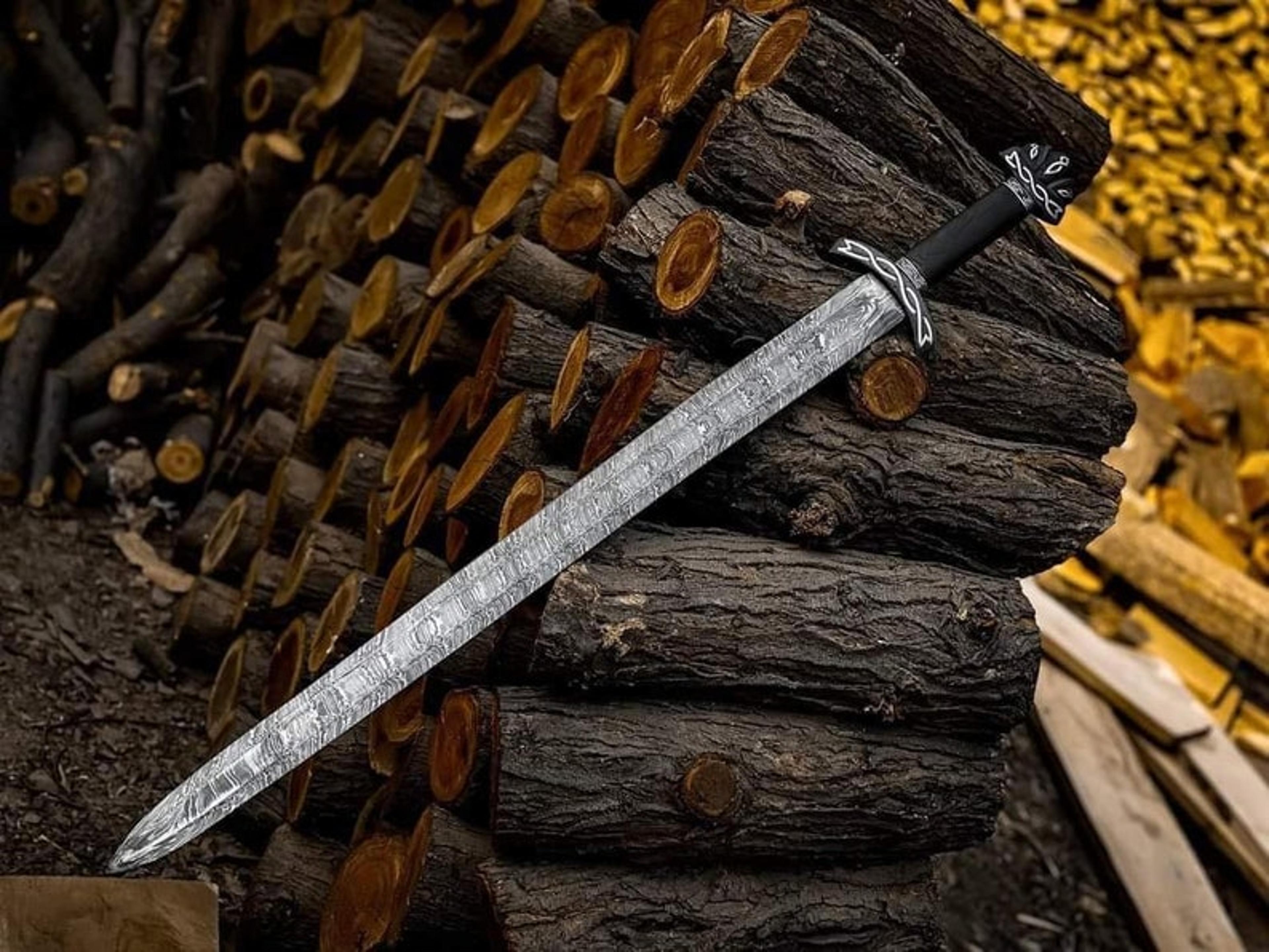 hand forged real damascus steel sword northmen sword, real damascus steel handmade sword, gift for him, christmas gifts