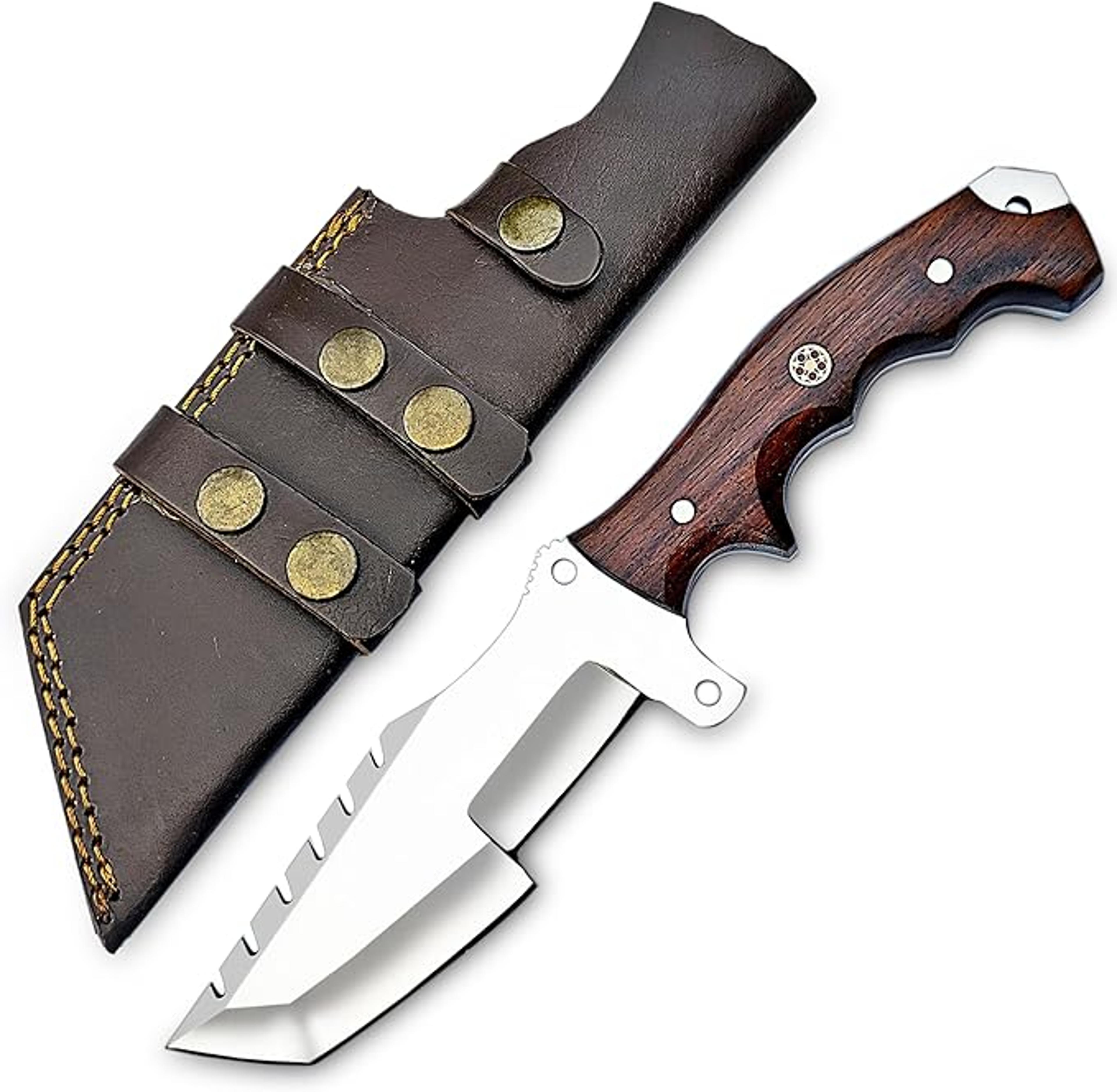handmade d2 tracker knife with sheath for outdoor survival camping bushcraft - fixed blade hunting knives