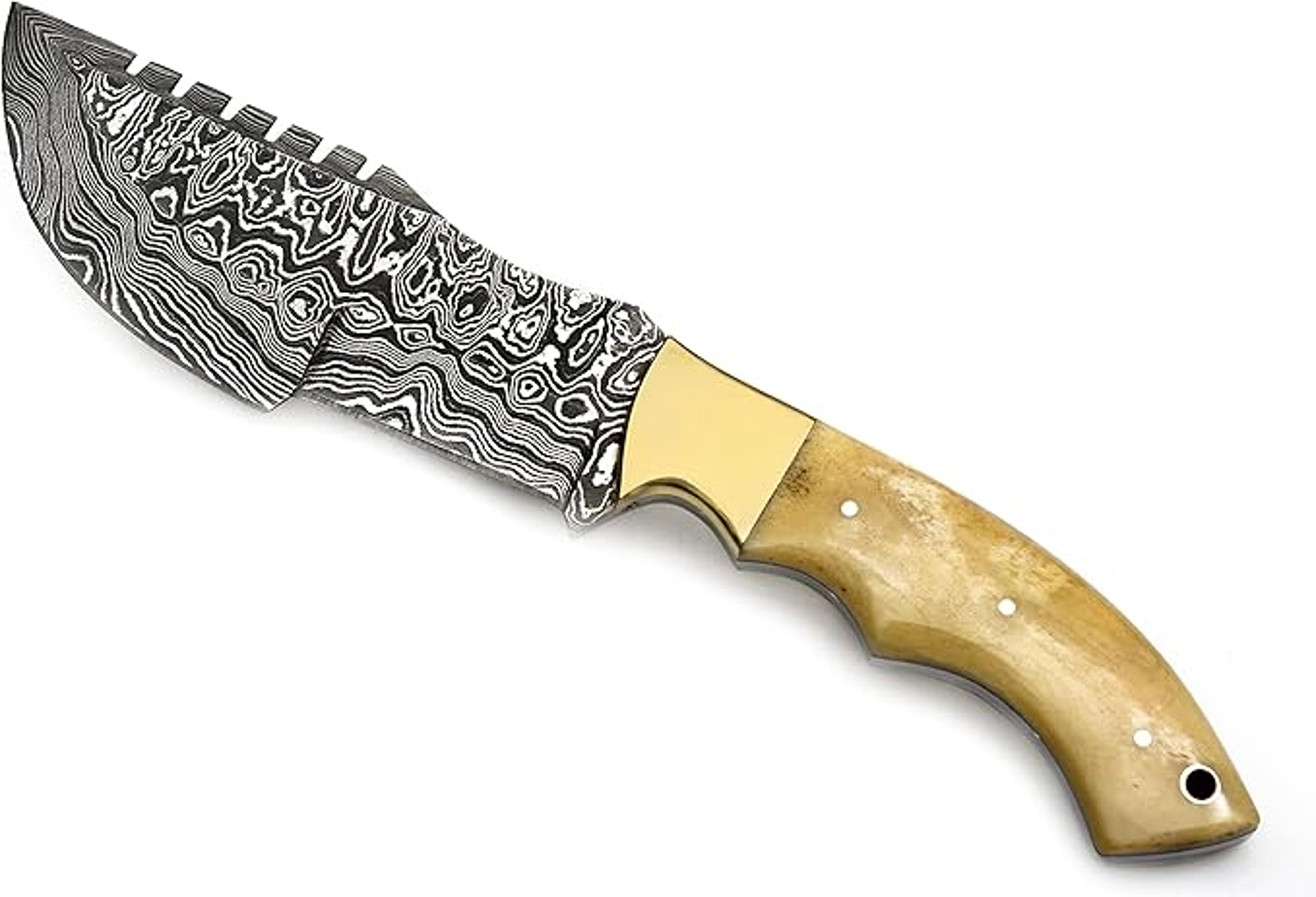 habson knives tr-177 custom handmade damascus steel 10 inches tracker knife (bone)