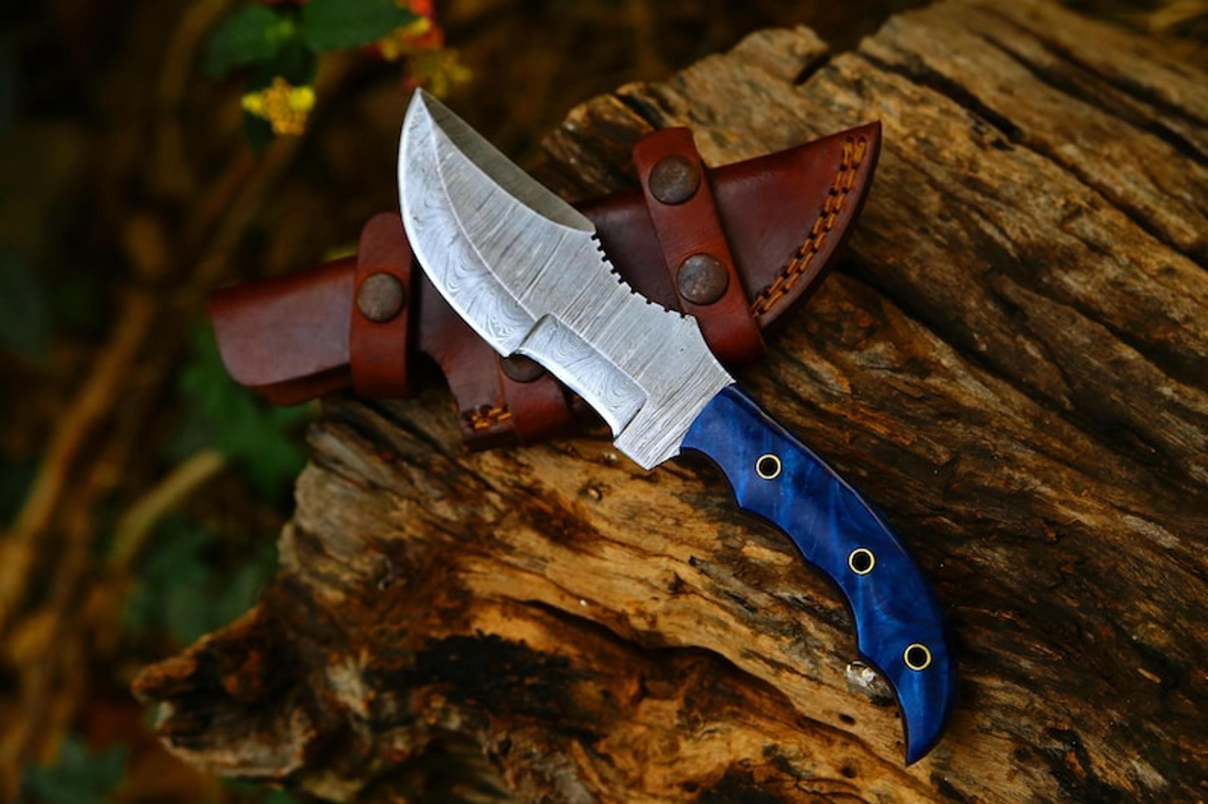 damascus handmade tracker knife 11", damascus steel hunting knife, micarta rose wood handle, full tang, gift for men