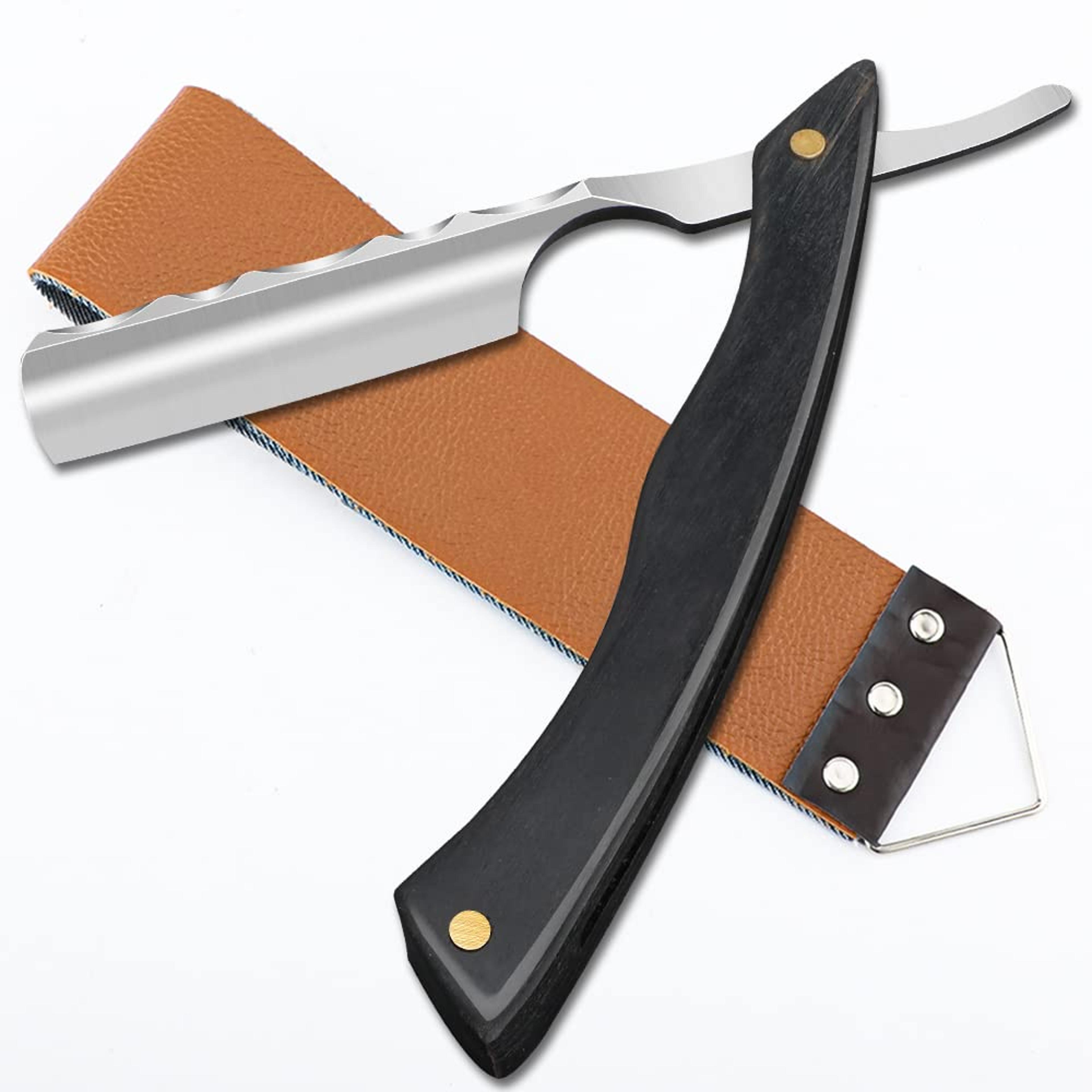 straight razor with strope - professional straight edge barber razor premium stainless steel shaver razor with shaving