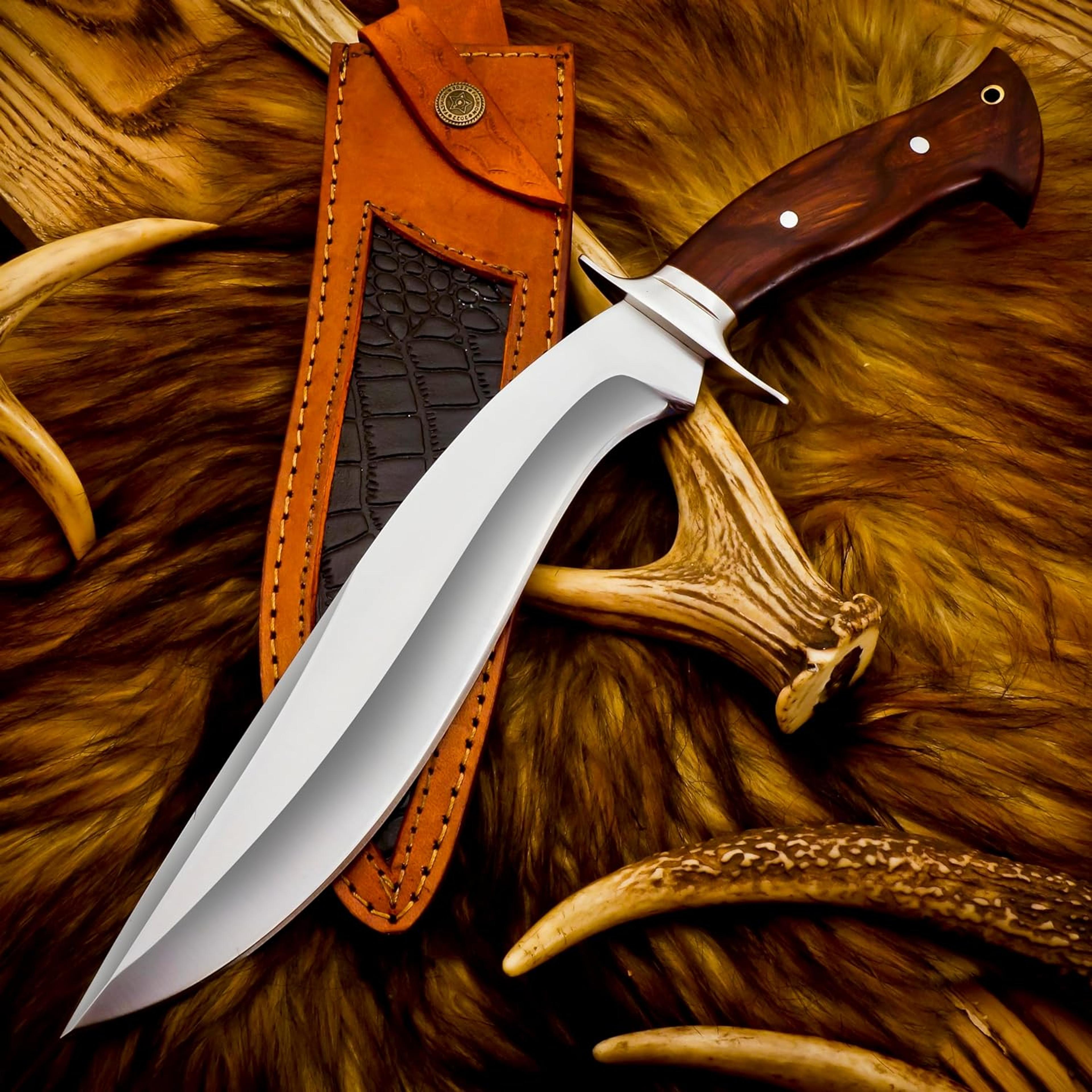 handmade customized d2 steel kukri knife - exotic wood handle - ideal for camping hunting and outdoor - best gift for me