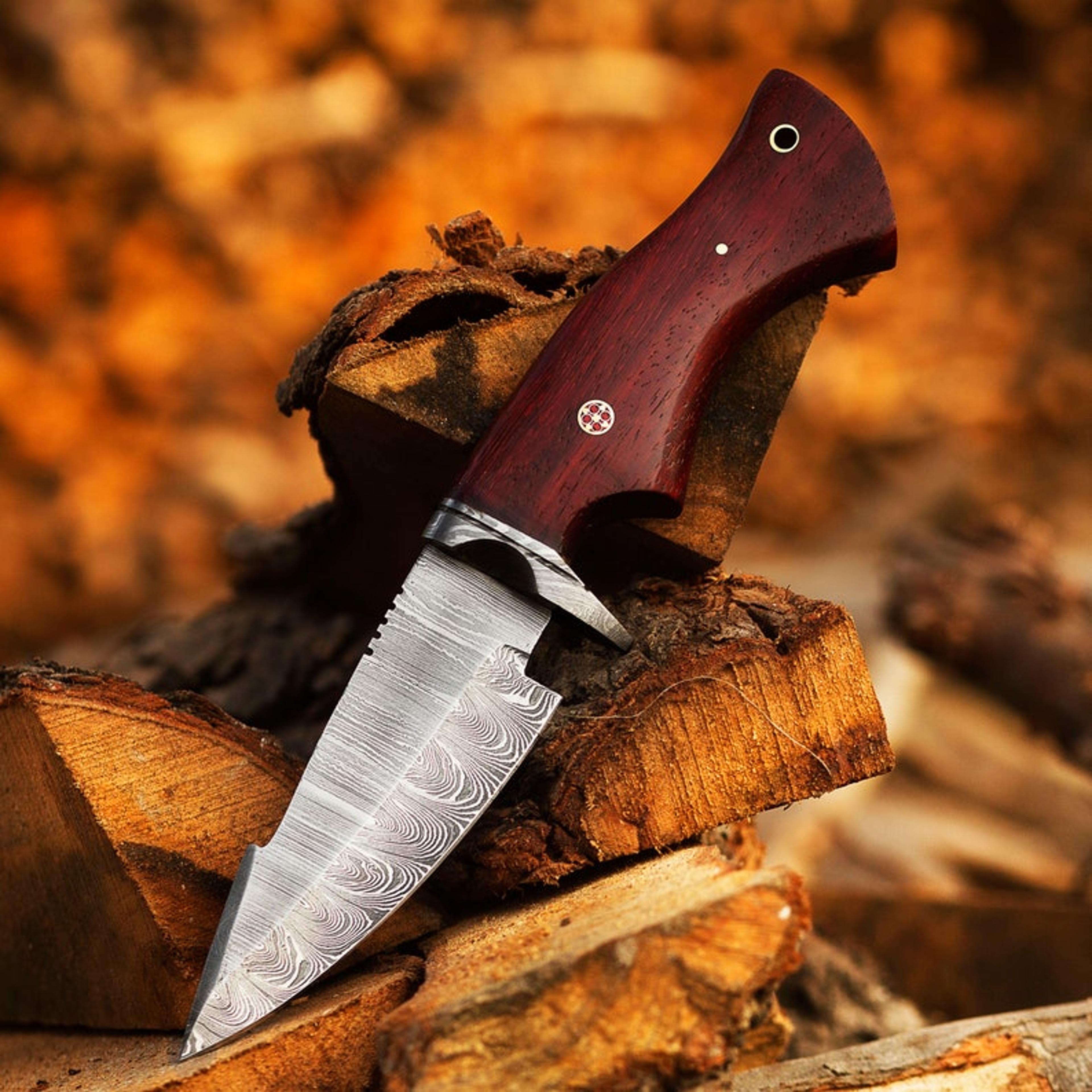 handmade damascus fixed blade hunting knife - groomsman gifts - annivarsary gifts - knife hand made knives gifts