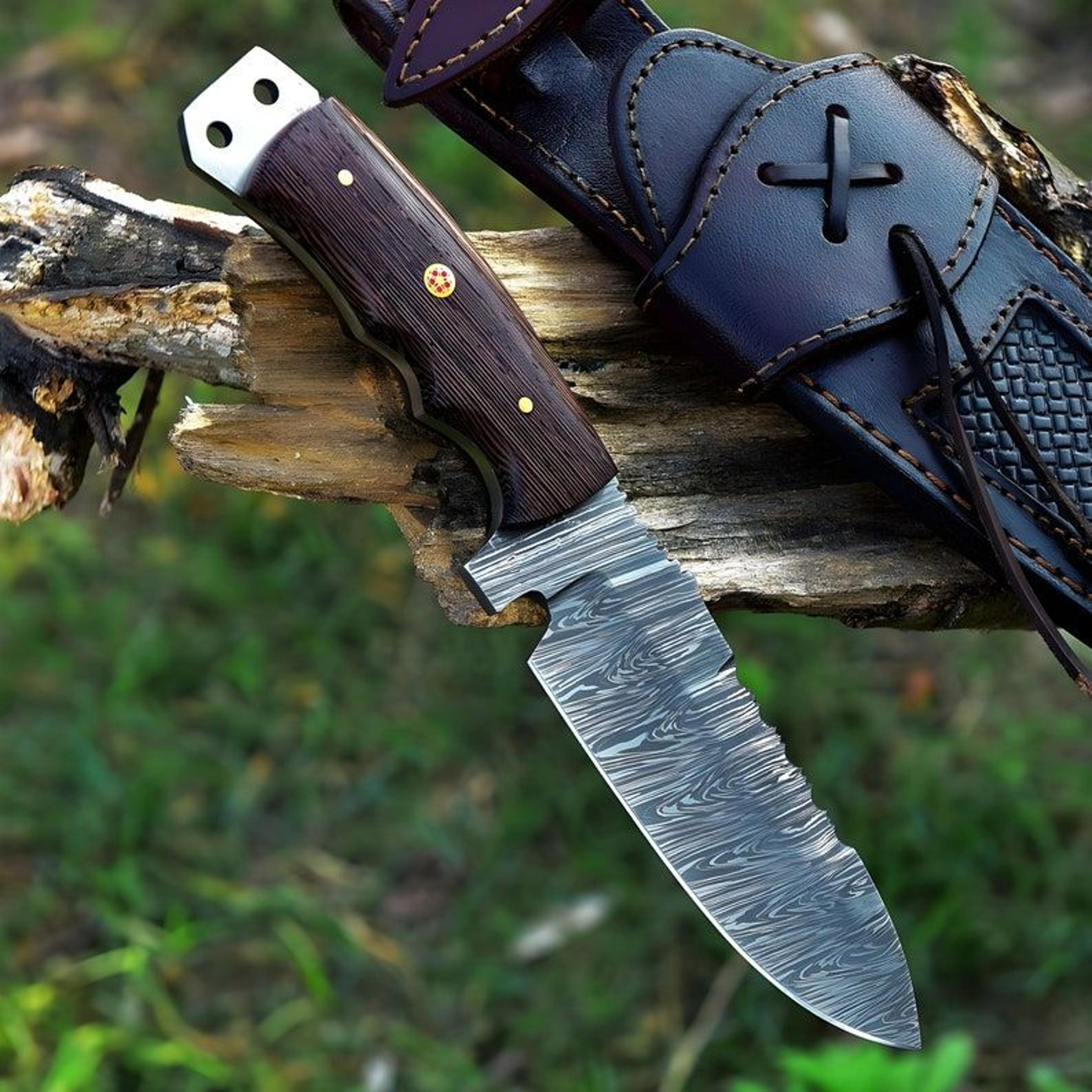 damascus steel knife, hand forged tracker knife, pocket knife, fixed blade knife, anniversary gift, gift for men