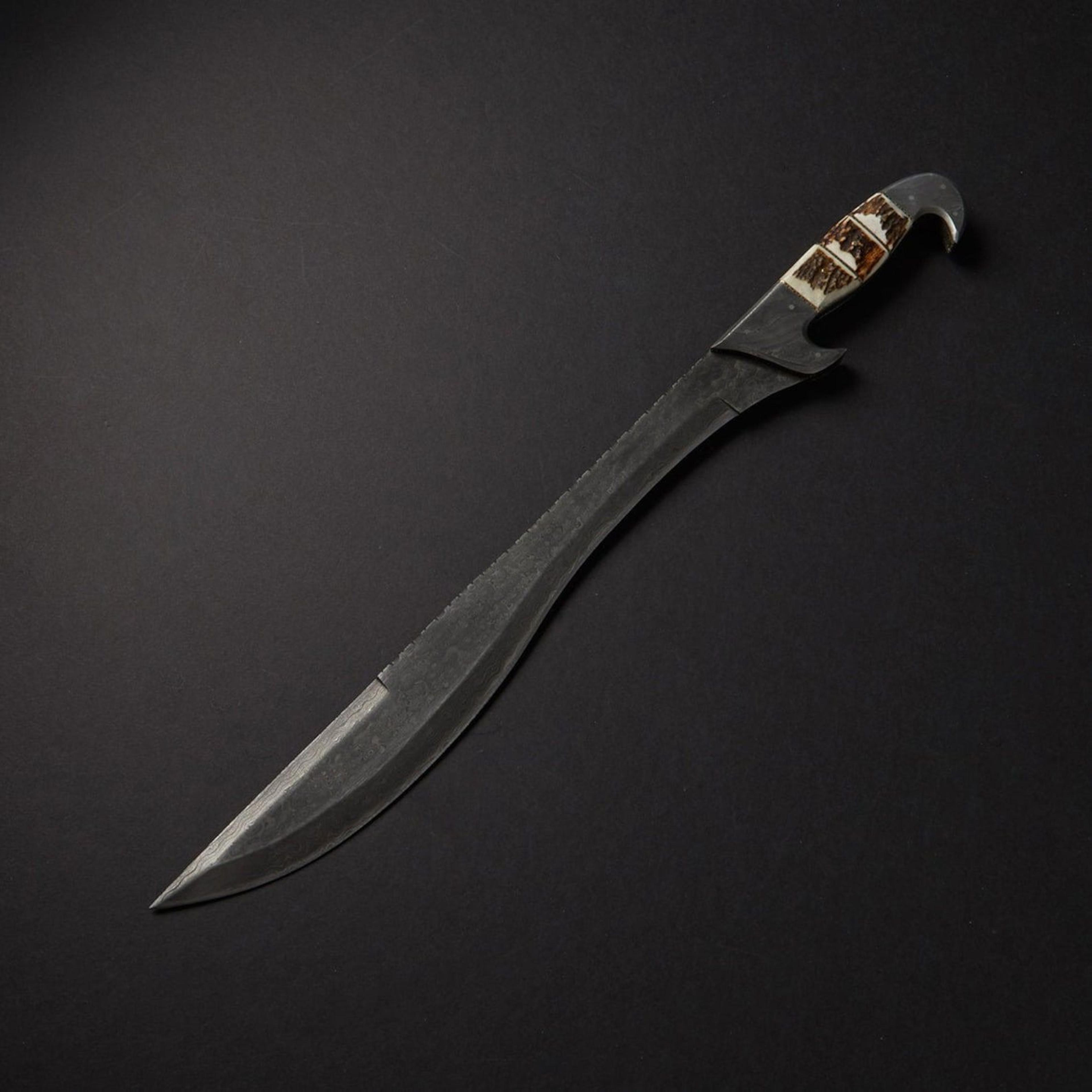 handmade forged machete sword with hardwood handle & leather sheath | full tang survival bushcraft blade