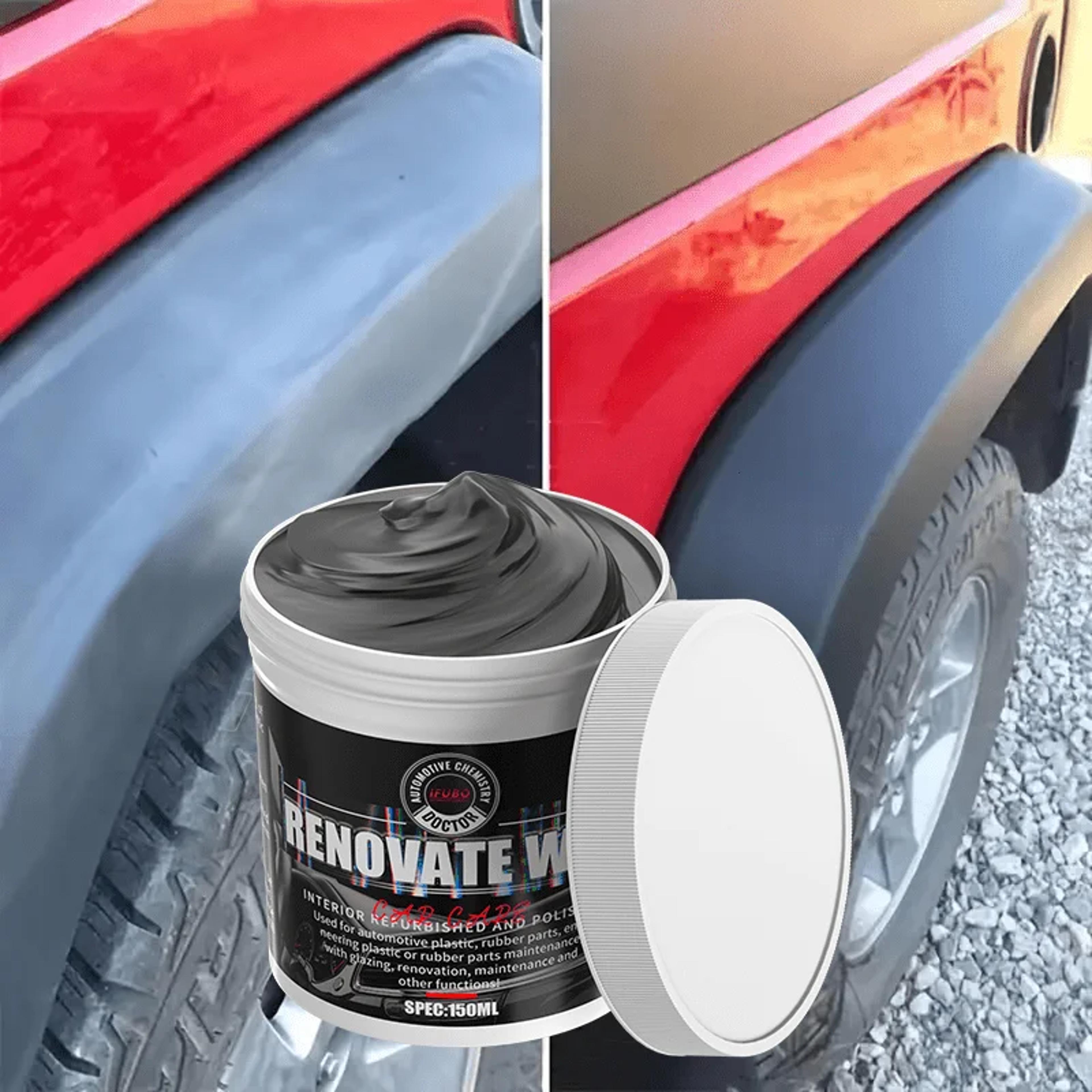 premium car bumper repair paste, fixes scratches on artificial leather, deep black effect, car polishing & restoration
