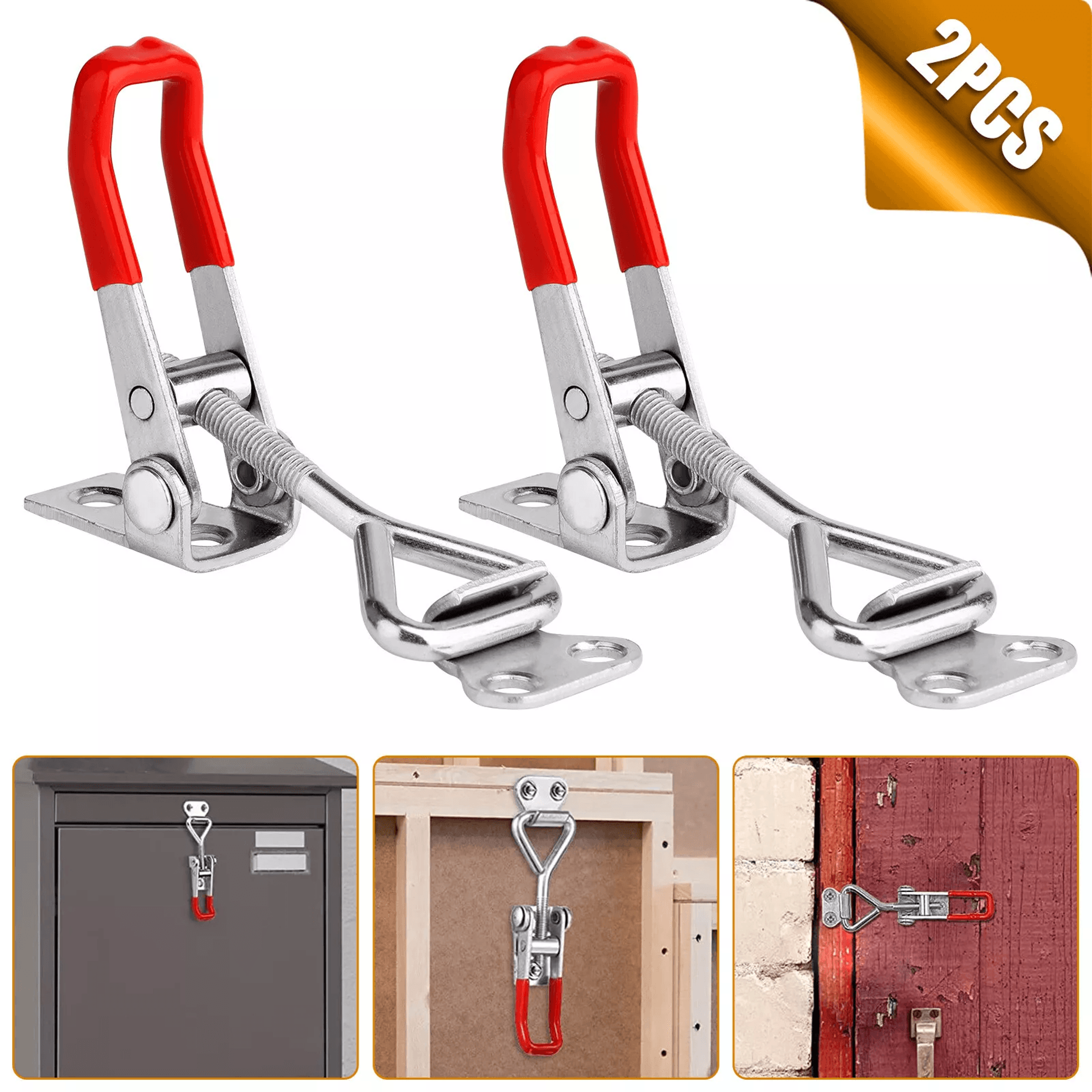 2 pcs steel toggle latch catch adjustable lock clamp, anti-rust clip for box, case, cabinet, door, 100kg load capacity
