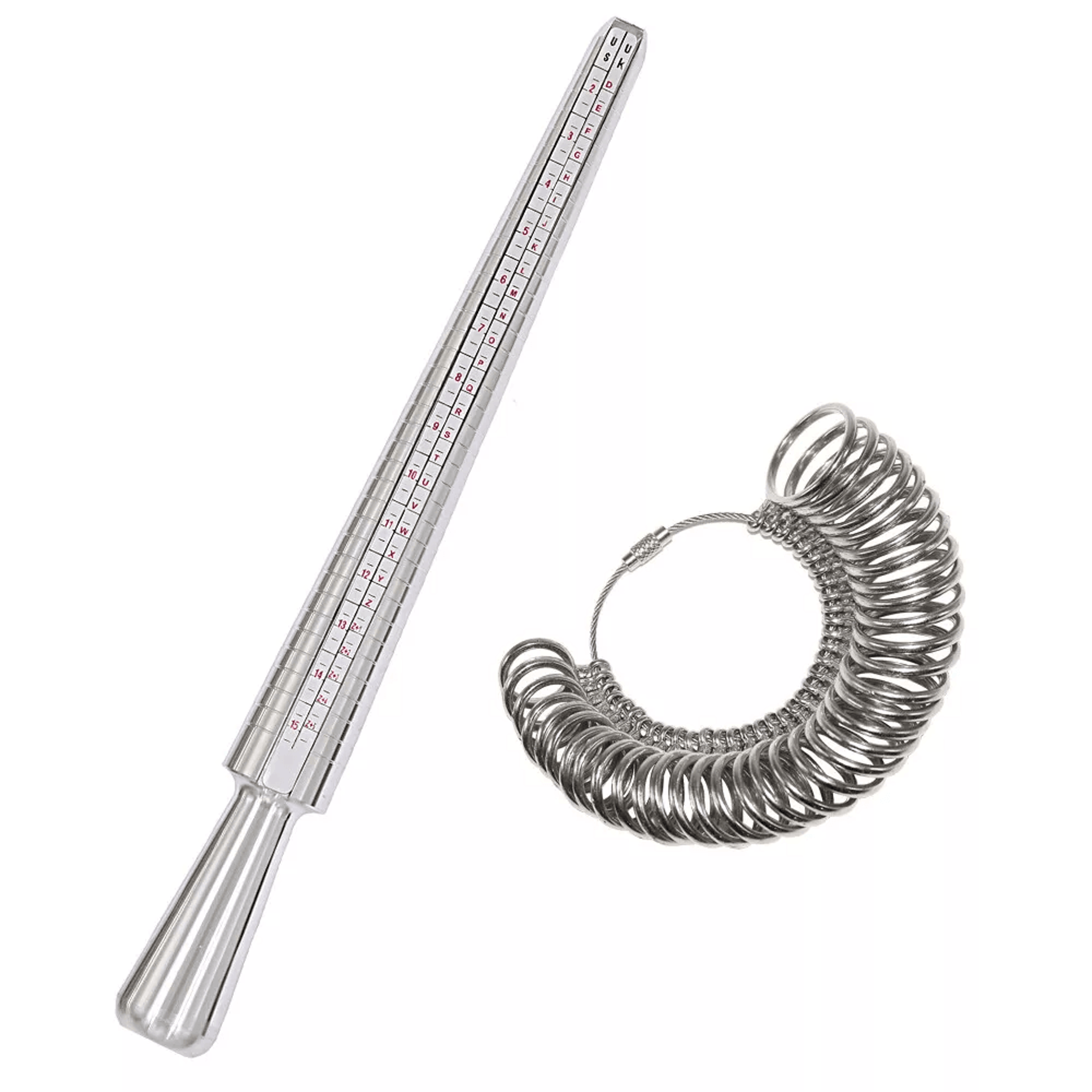 metal ring sizer gauge mandrel – finger sizing measure stick for accurate jewelry ring measurement