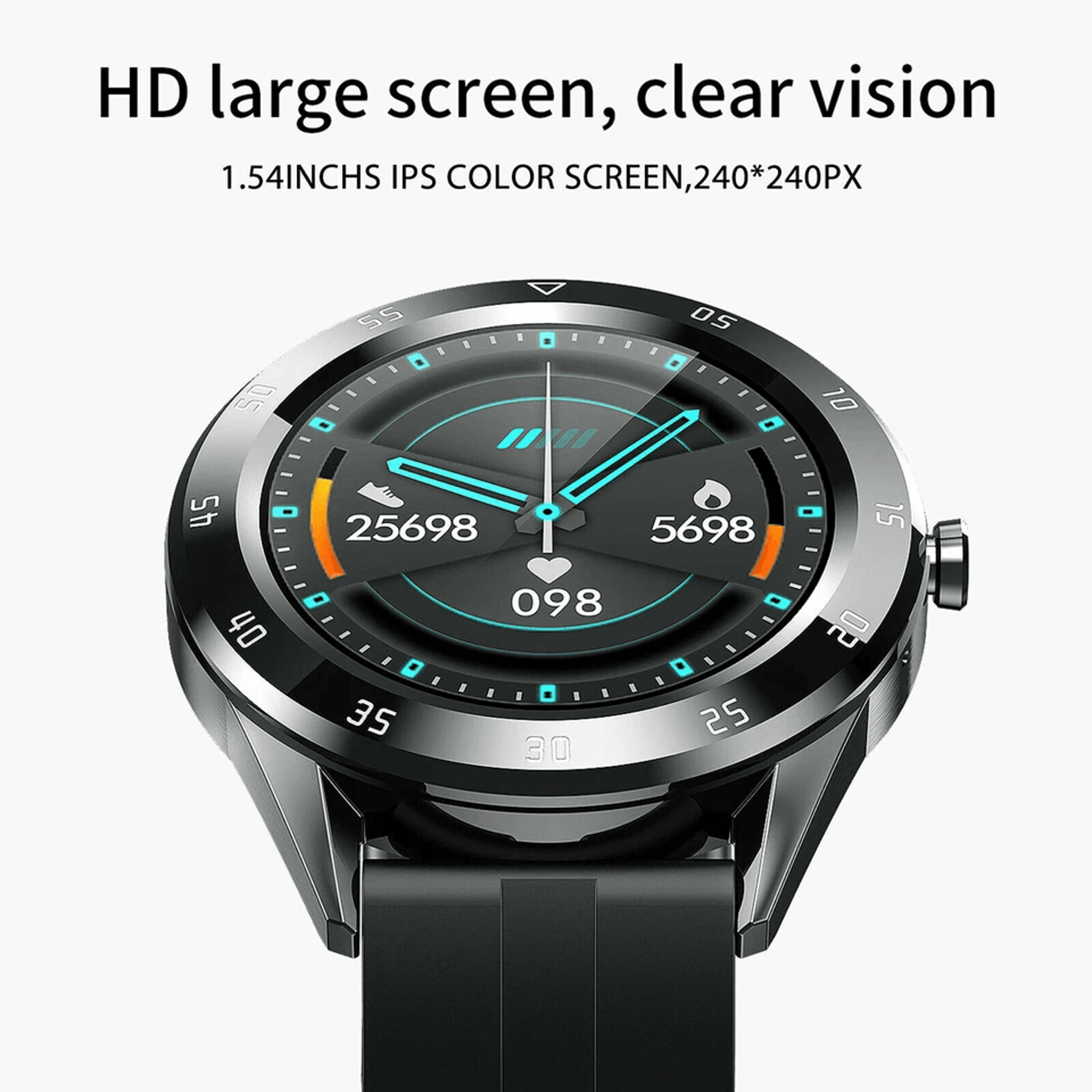 waterproof bluetooth smart watch with heart rate & sleep monitor, compatible with ios & android