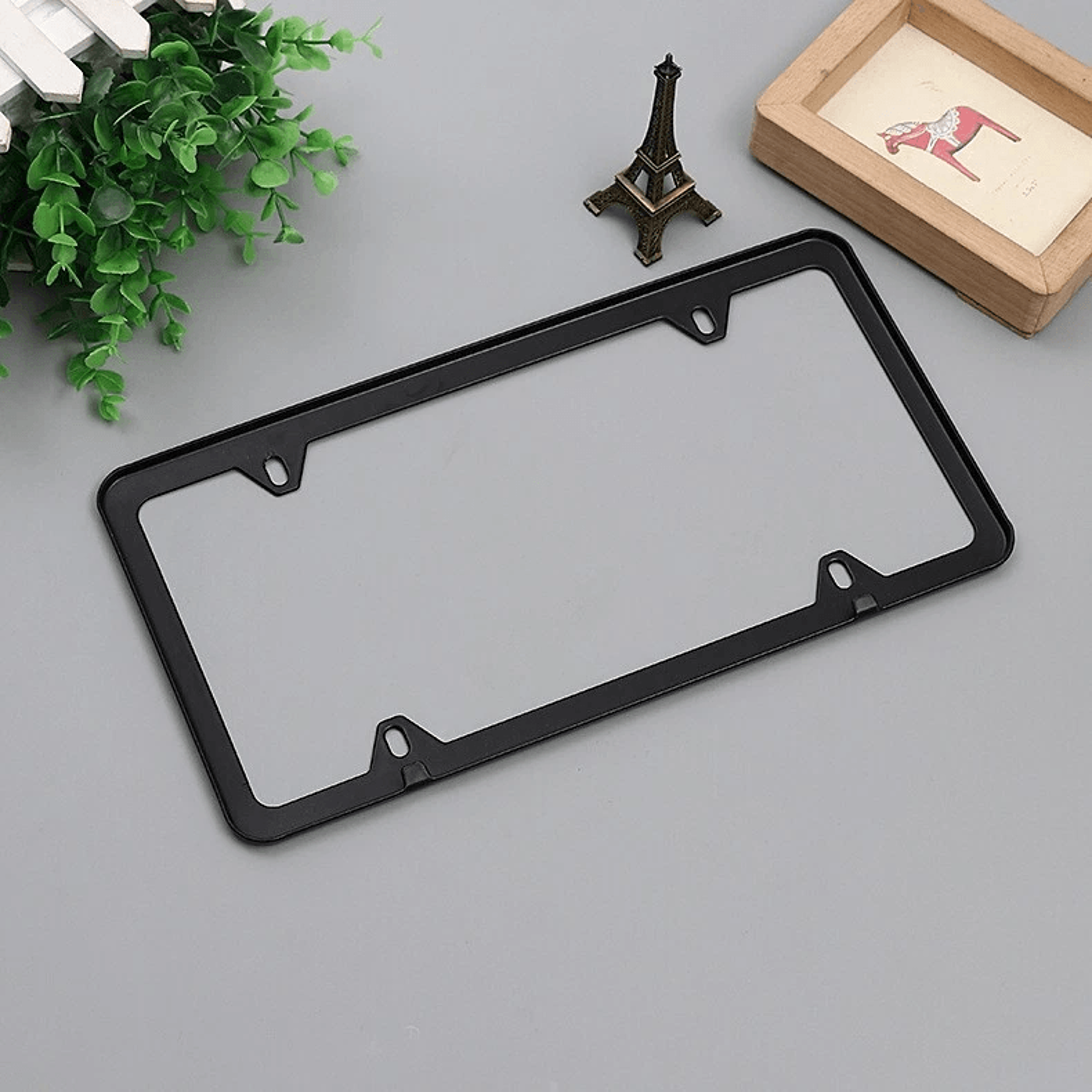2x high quality stainless steel metal license plate frame tag cover black slim 4-hole design rustproof for car truck tra