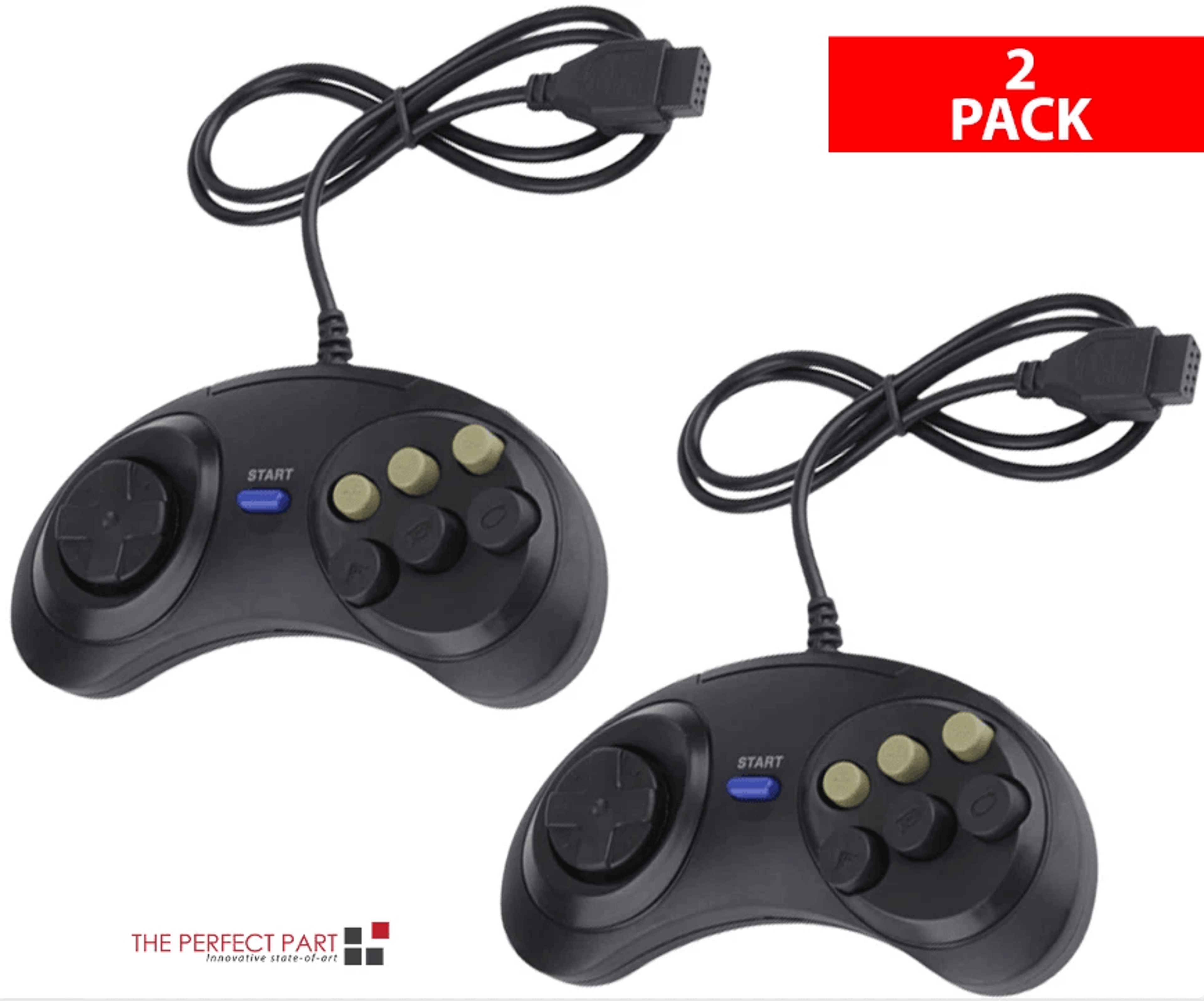 old school classic new button game pad controller for sega genesis black, button replacement controllers