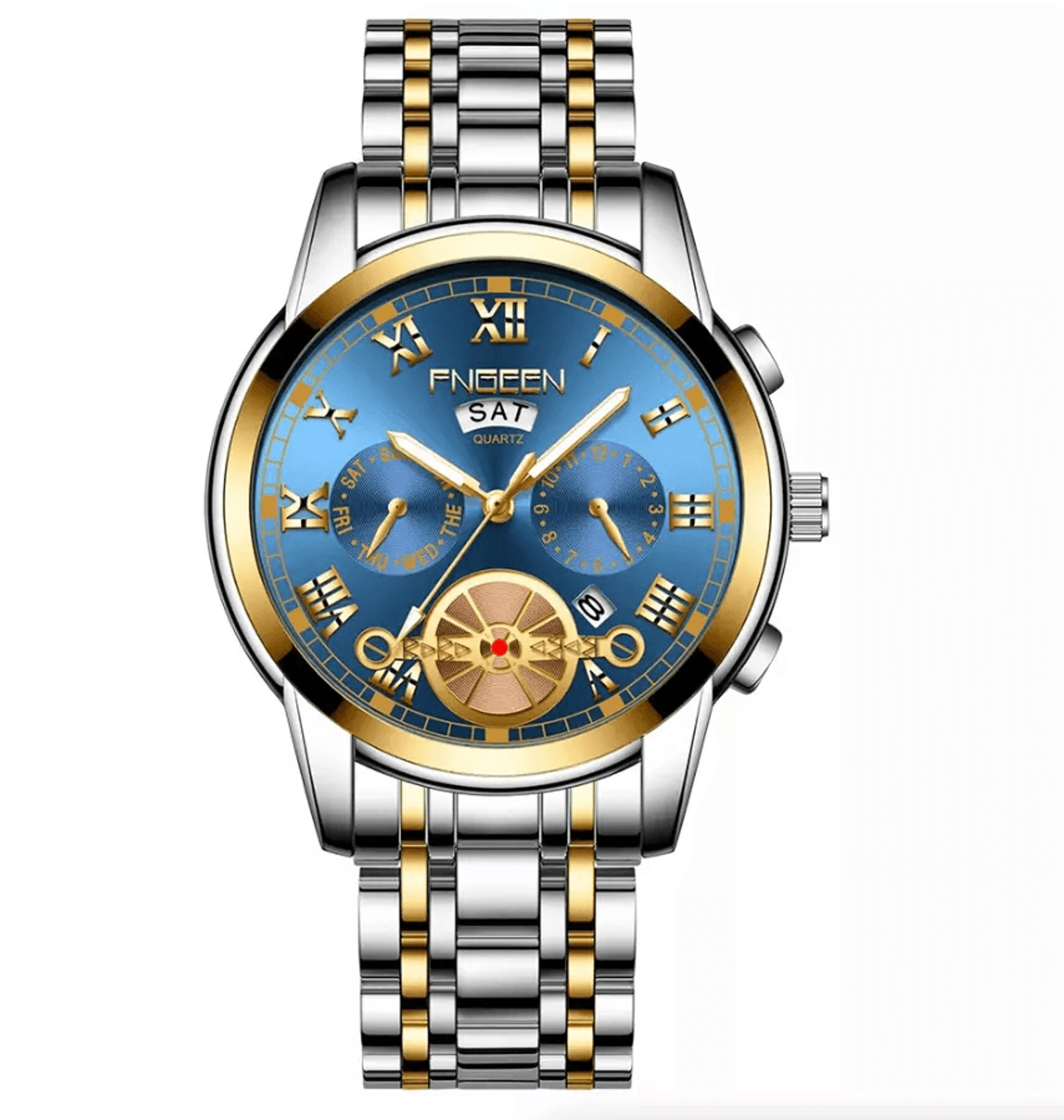 elegant men's watch, stainless steel, luminous quartz, classic design