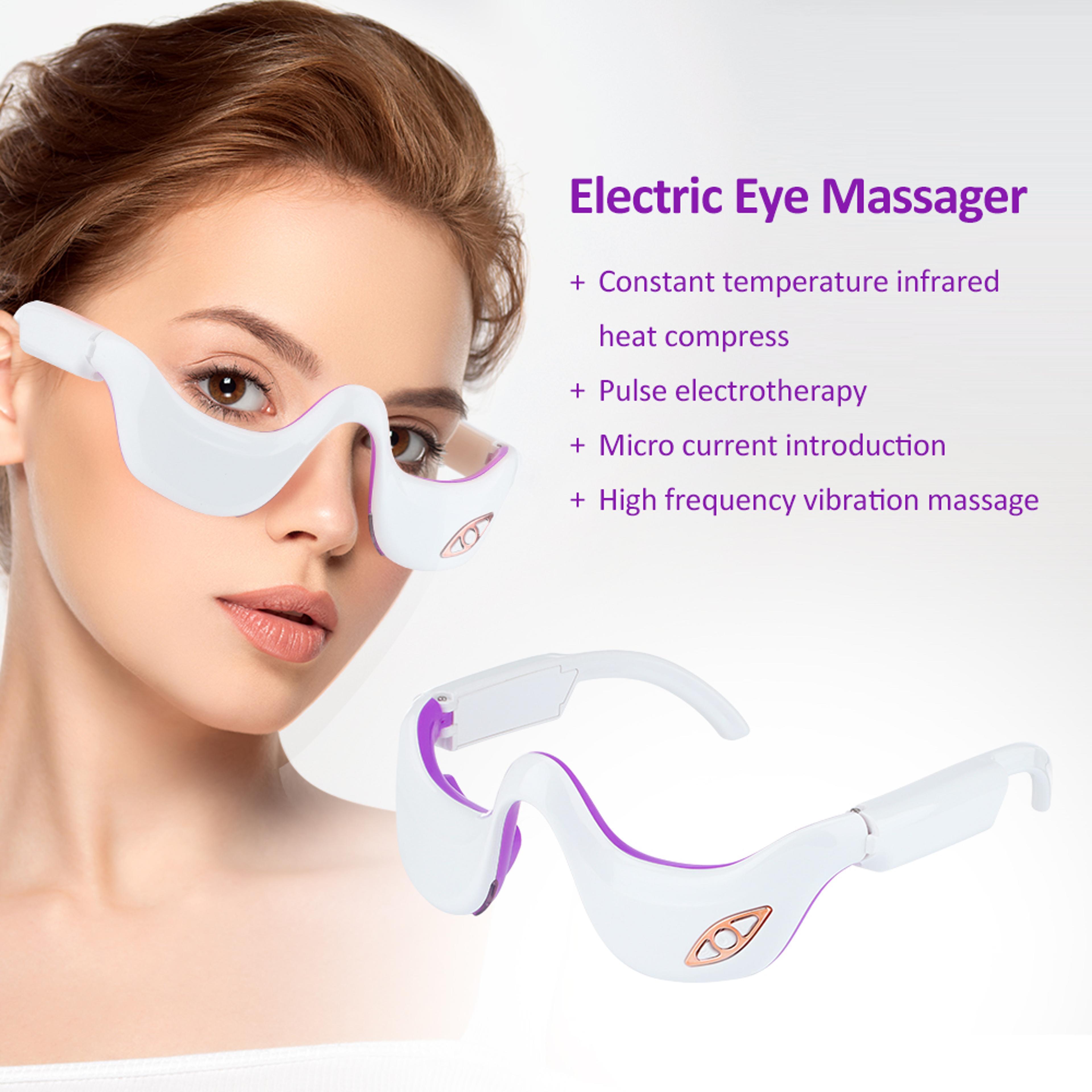 eye massager for wrinkles & bags, 3d rechargeable beauty tool with heat therapy & pulse massage for eye care