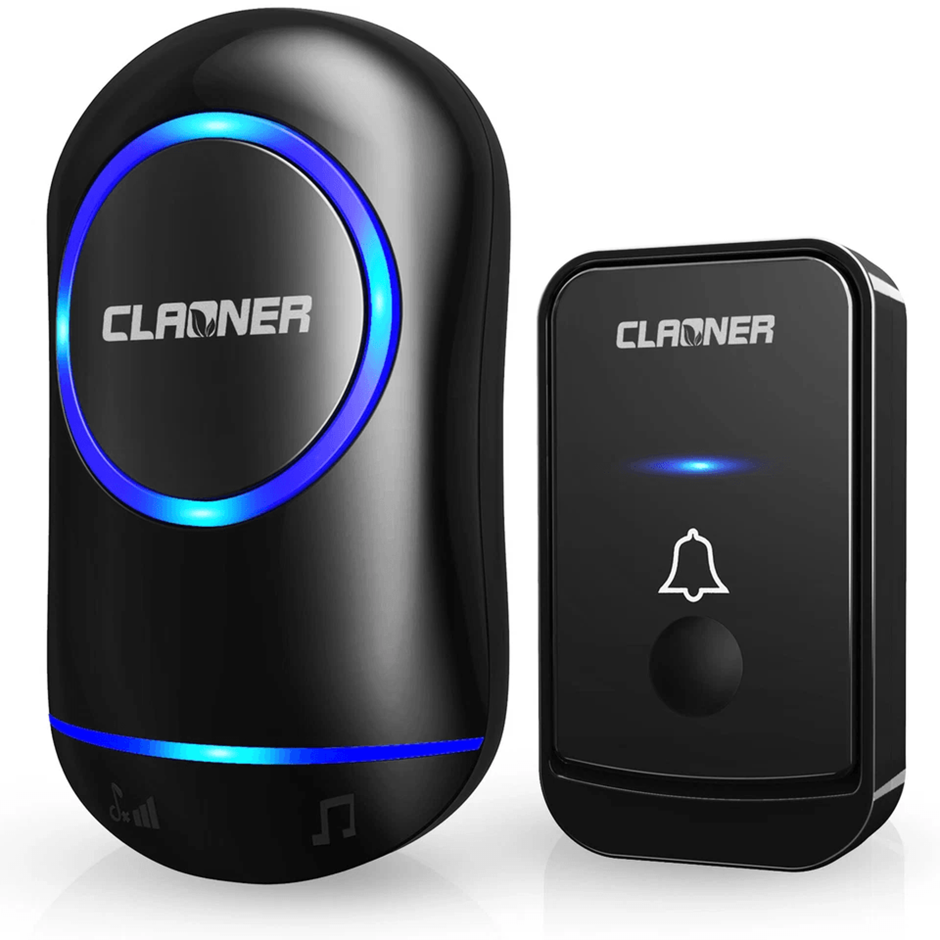 wireless doorbell plug & play waterproof door bell kit, 45 chimes, led flash, 4 volume levels