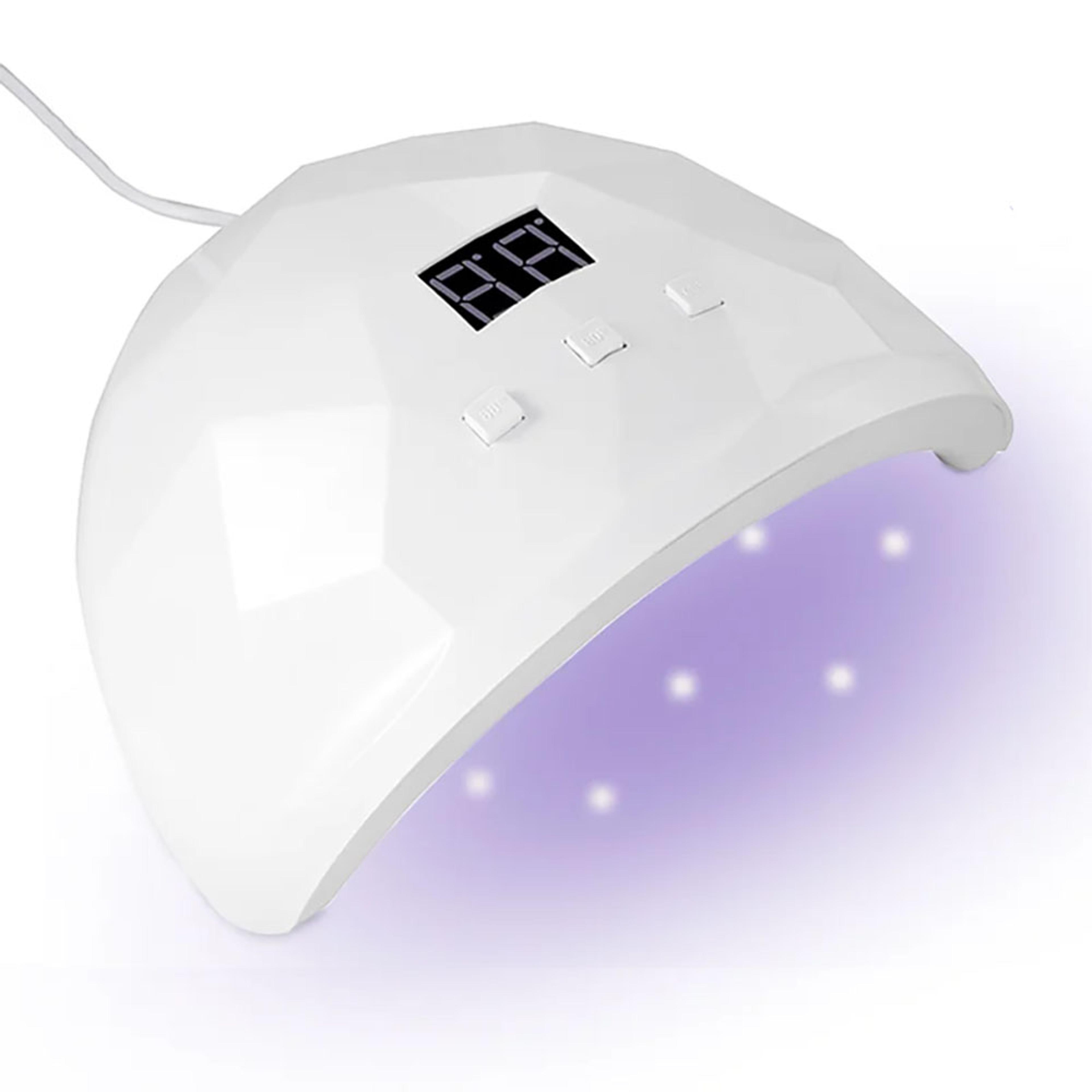 professional 88w uv/led nail lamp, fast curing dryer for gel polish, extensions & builder gel (white, portable design)