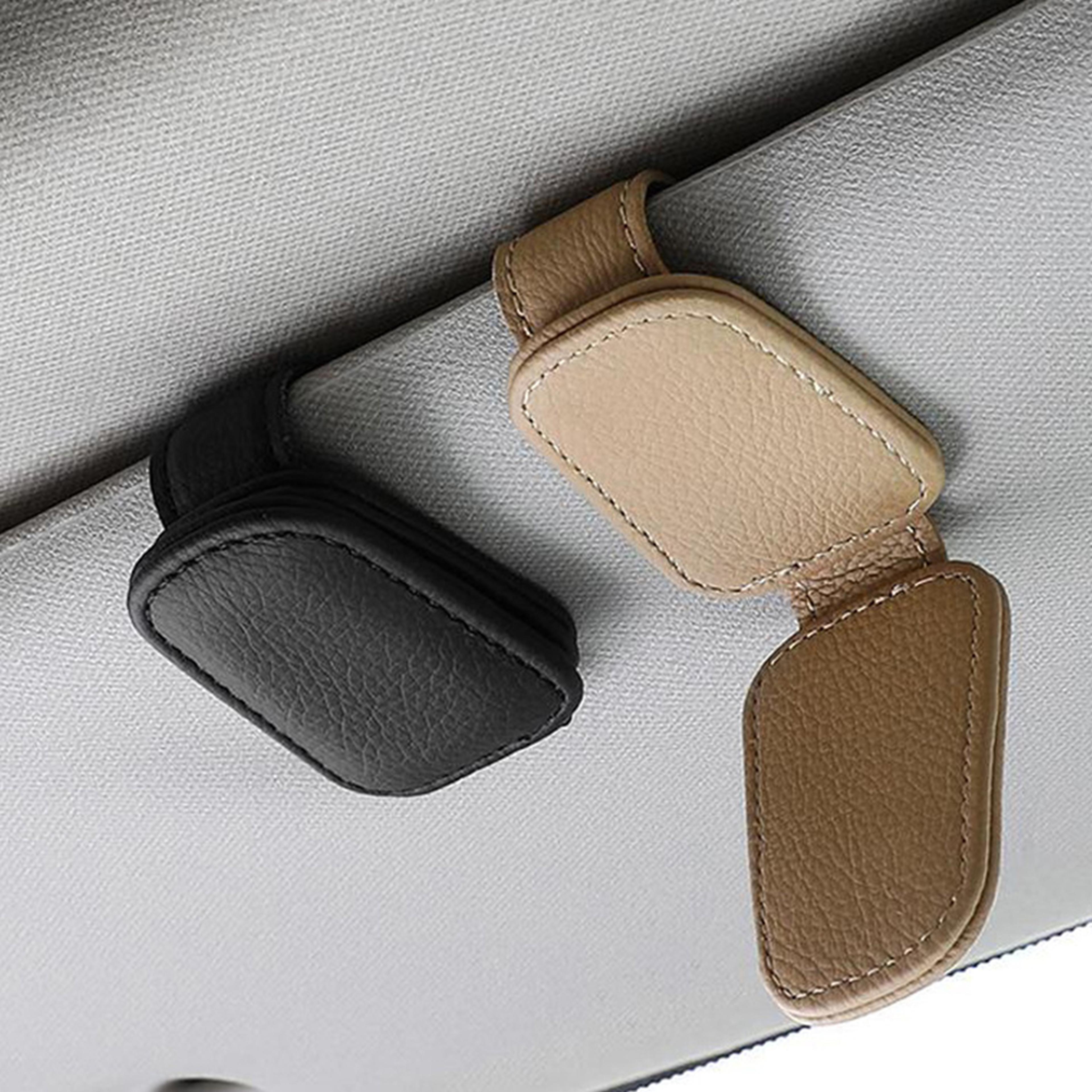 universal car sunglasses holder – clip-on sun visor eyeglasses stand with card & ticket holder – sturdy car accessories