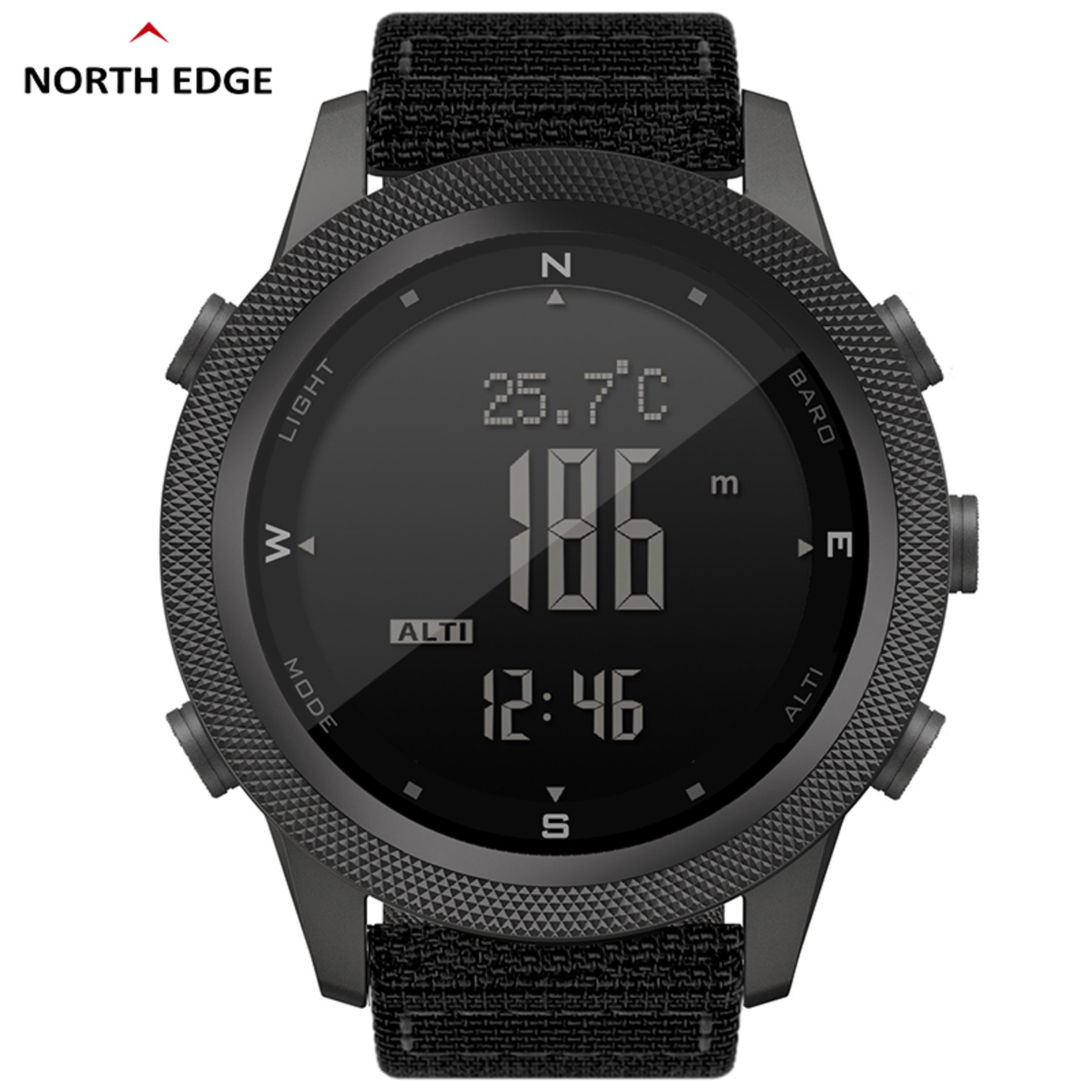 north edge apache-46 digital sport watch for men, outdoor running, hiking, swimming, with altimeter, barometer, compass