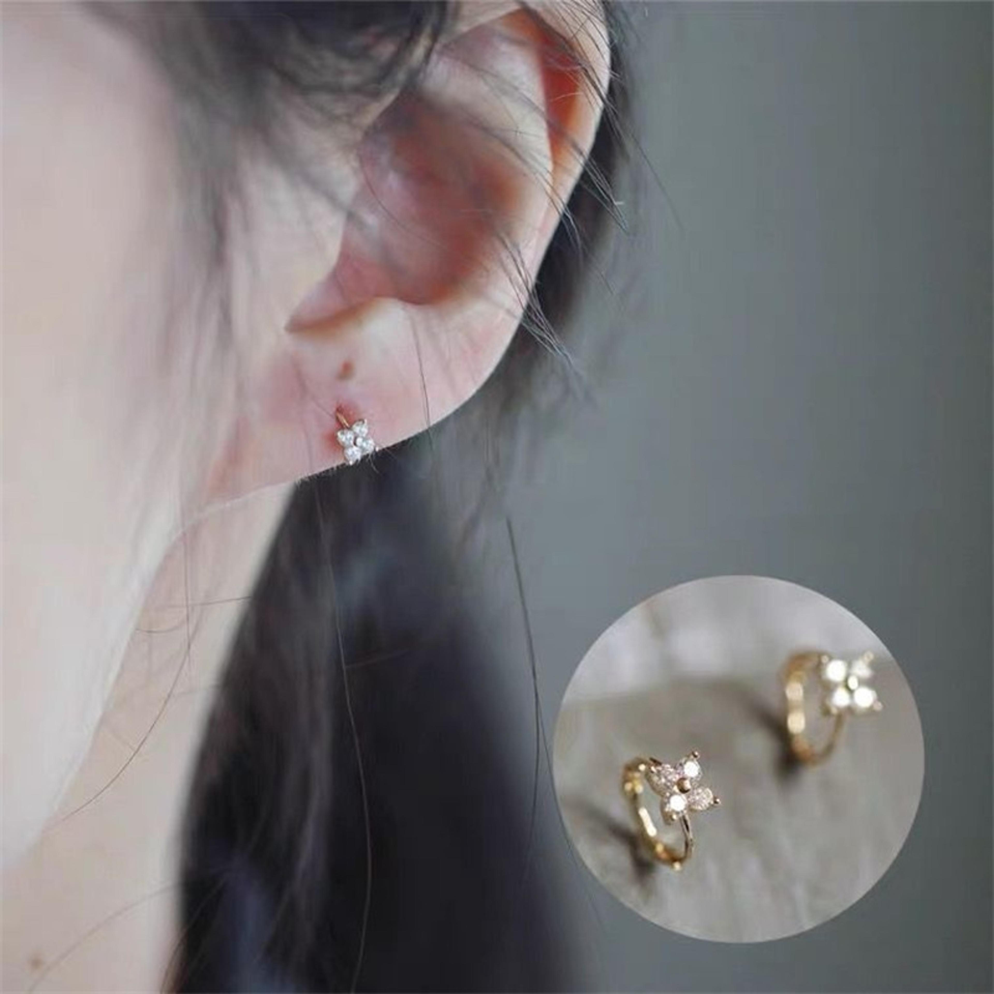 trendy cute sweet hollow heart zircon hoop earrings for women, classic shiny stud earrings, fashion small ear buckle