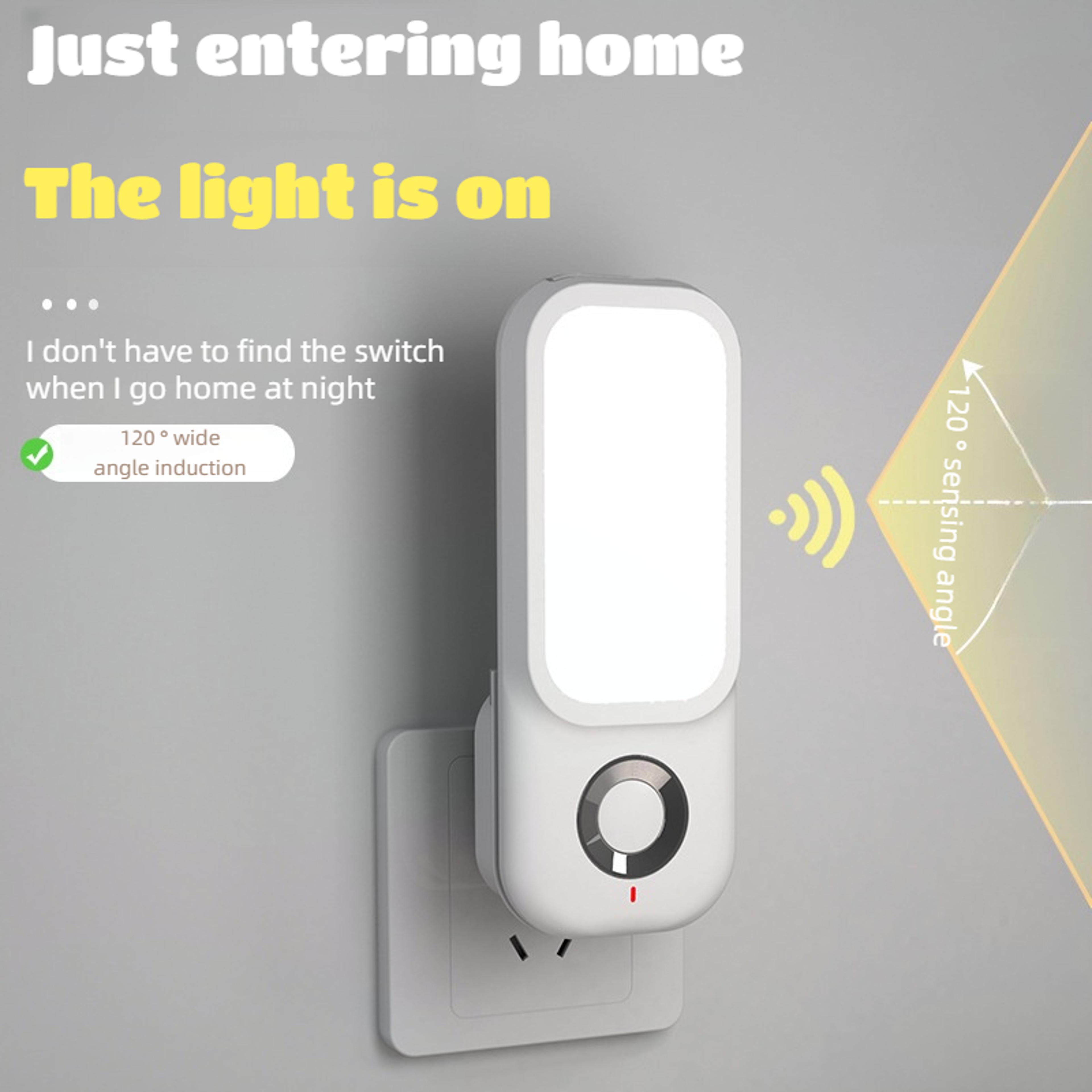 wireless charging night light plug in, 3 modes, human sensor flashlight, usb rechargeable emergency light for bedroom